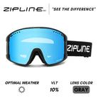KLIK Goggles - Replacement Lenses Only ZiplineSki Black Ice Blue - Gray Lens 