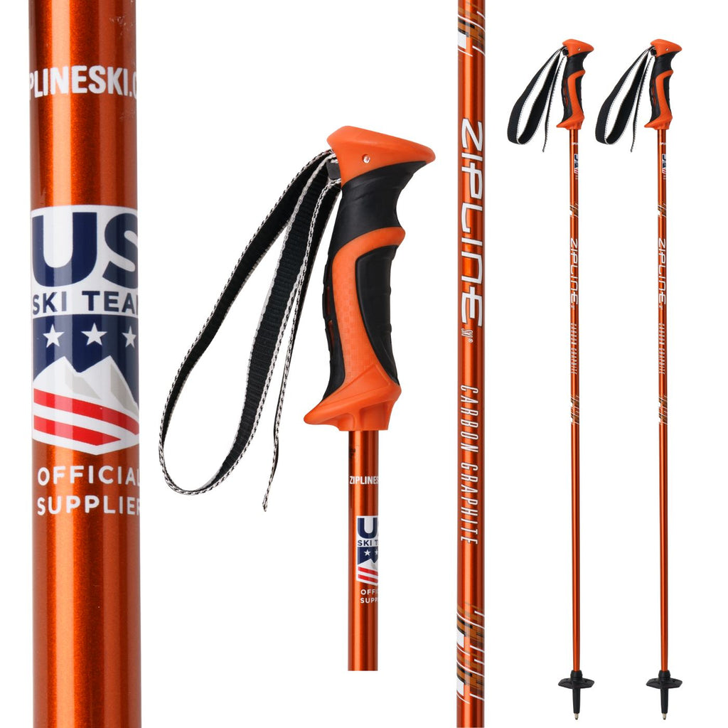 Lollipop 14.0 Graphite Composite Ski Poles Ski Poles ZiplineSki Autumn Orange 40" in. / 102 cm 