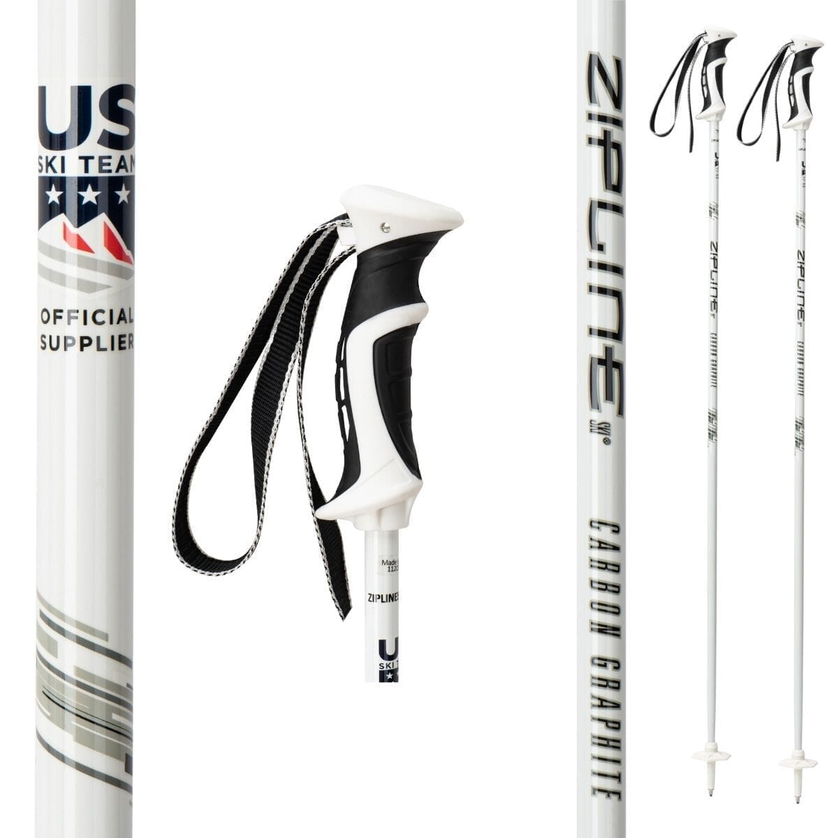 Lollipop 14.0 Graphite Composite Ski Poles Ski Poles ZiplineSki White 40" in. / 102 cm 