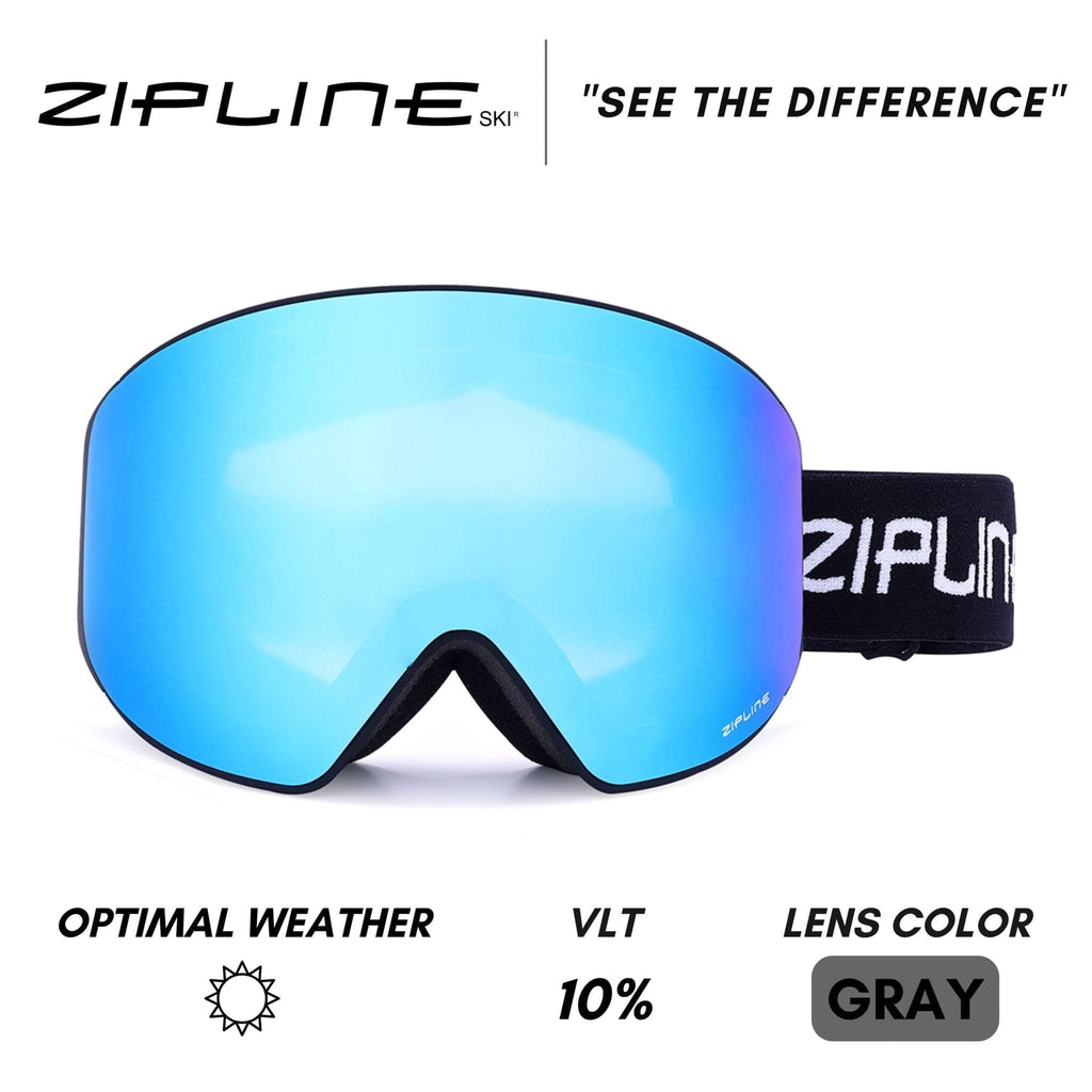 Podium XT Goggles - Black Frame ZiplineSki Ice Blue - Gray Lens 