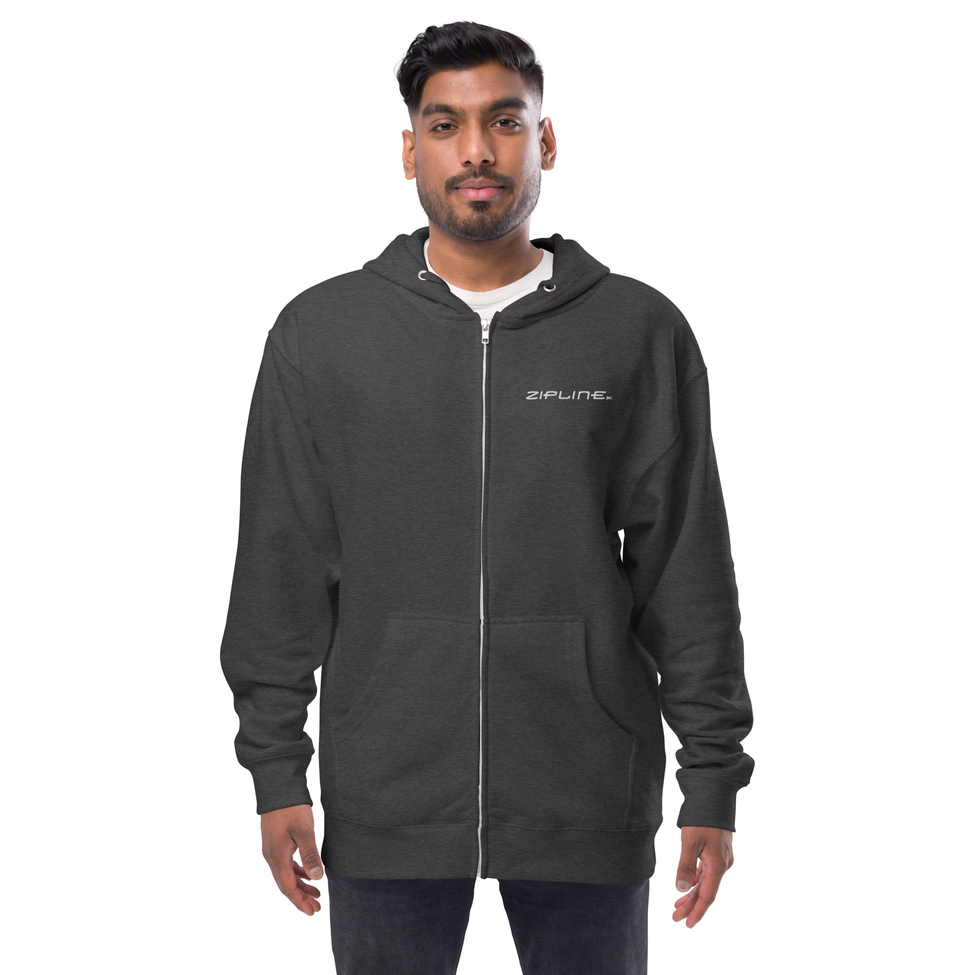 Unisex fleece zip up hoodie - ZiplineSki