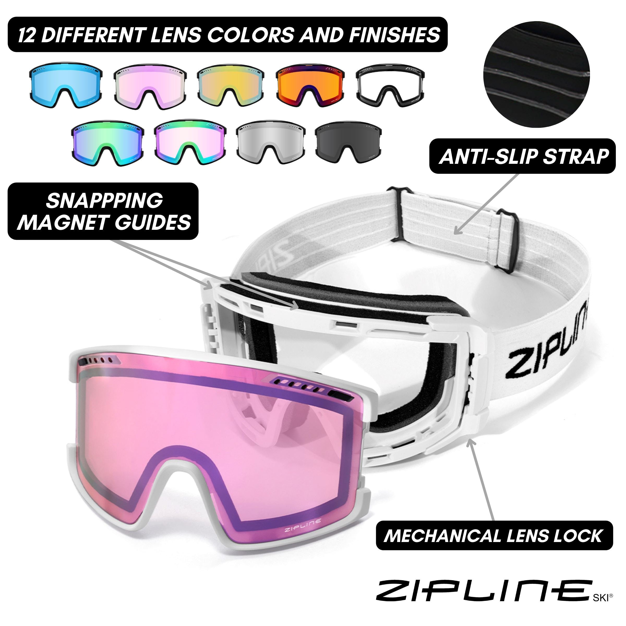 KLIK Goggles - Replacement Lenses Only ZiplineSki 