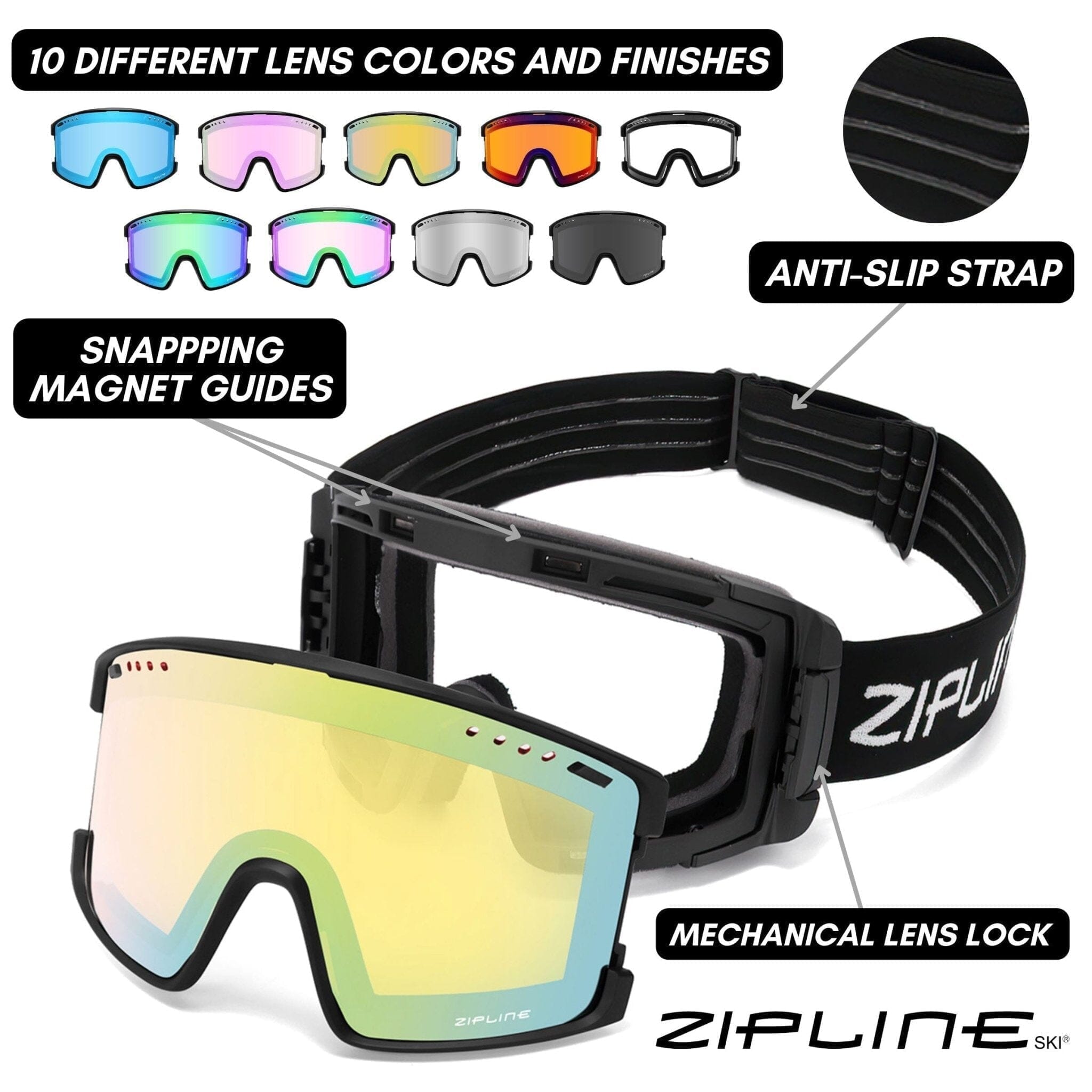 KLIK Goggles - Replacement Lenses Only ZiplineSki 