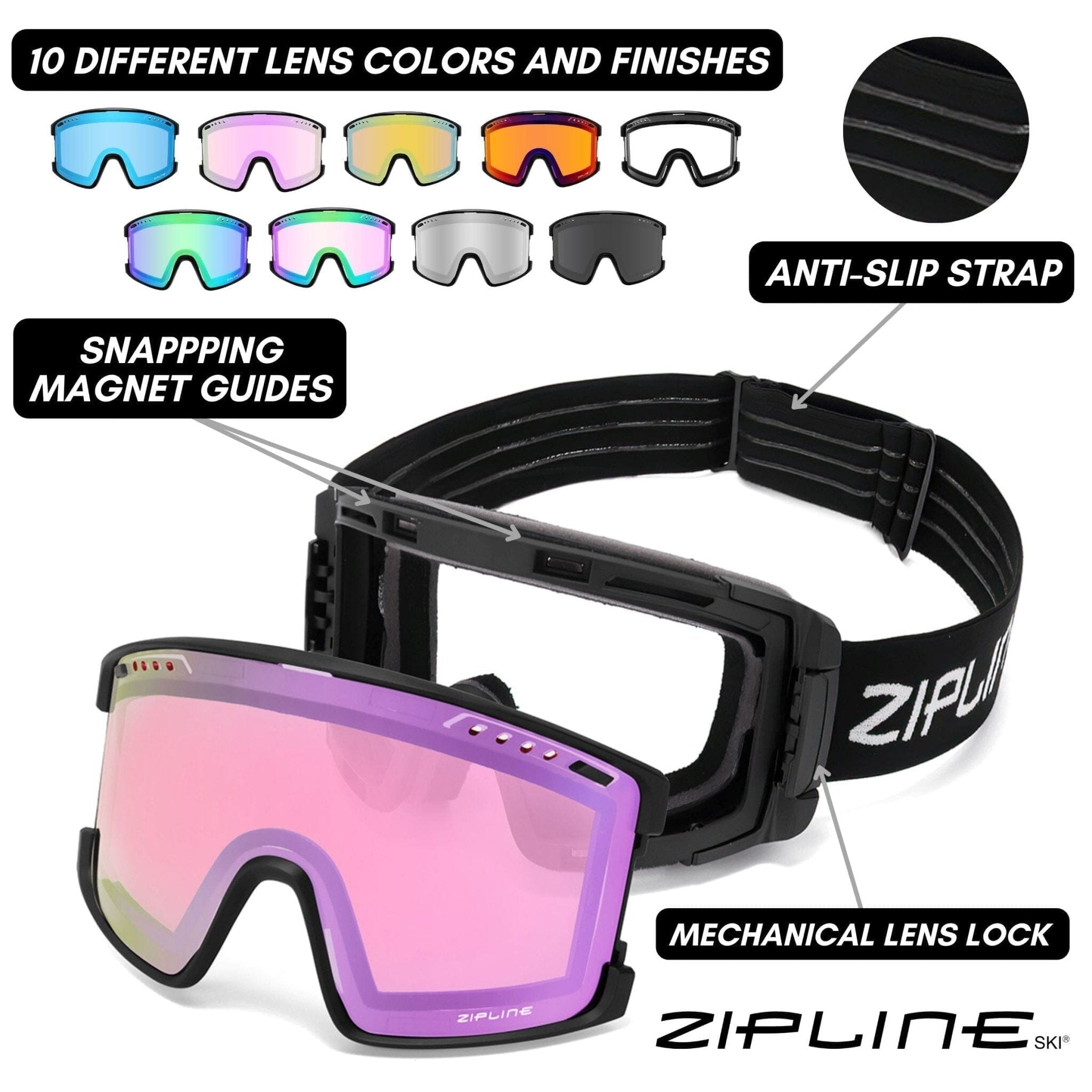 KLIK Goggles - Replacement Lenses Only ZiplineSki 