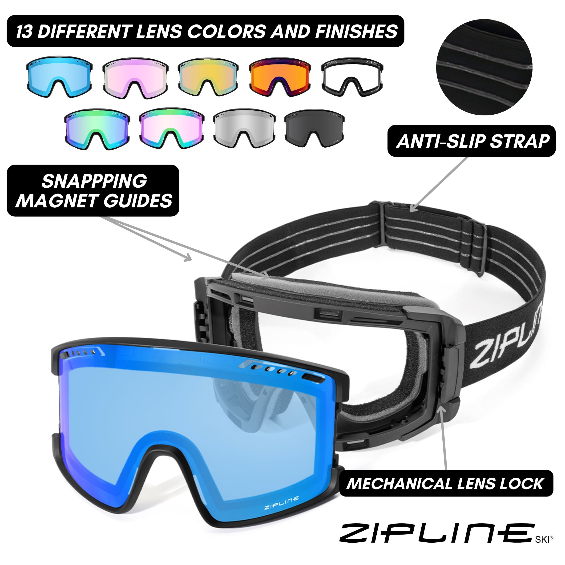 KLIK Goggles - Replacement Lenses Only ZiplineSki 