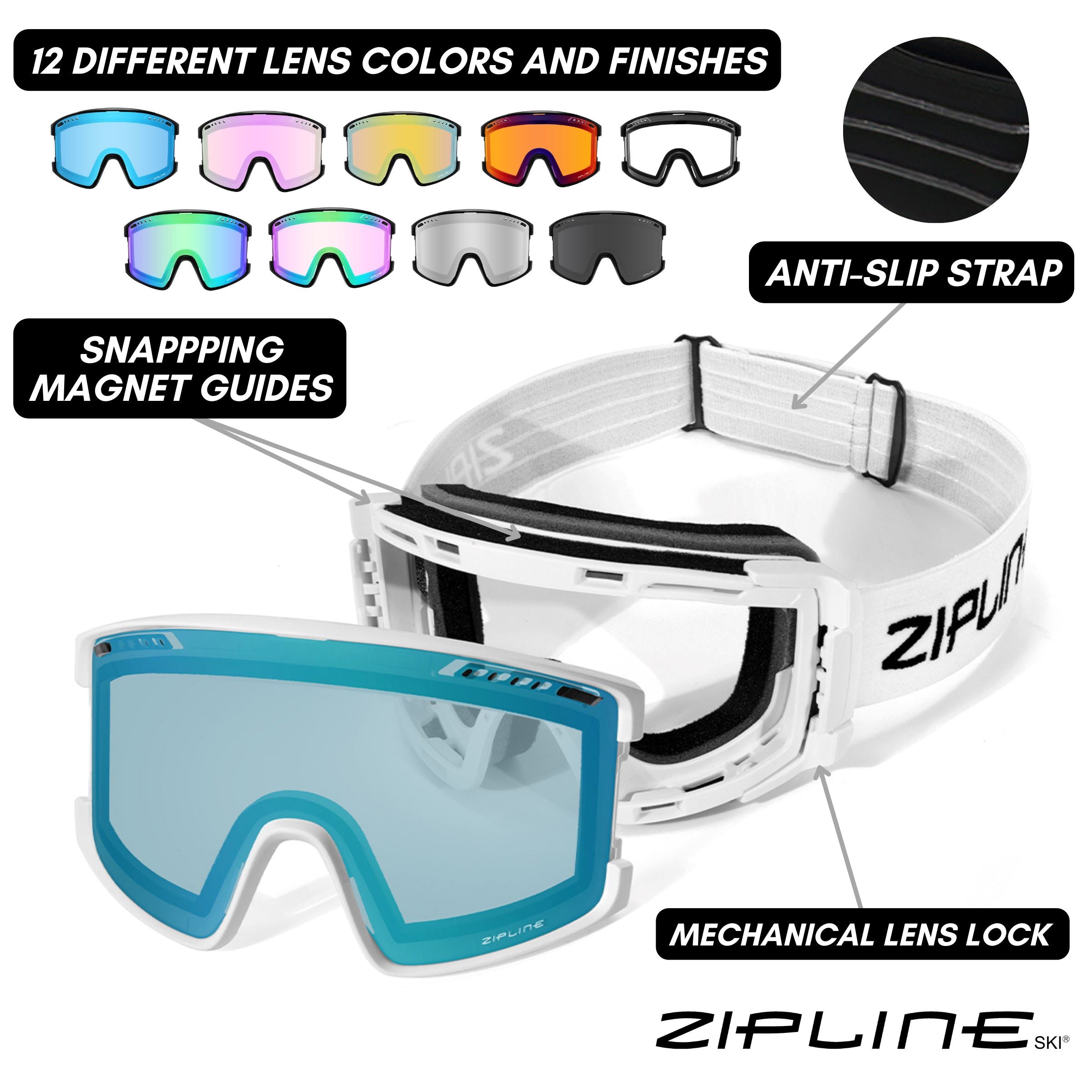 KLIK Goggles - Replacement Lenses Only ZiplineSki 