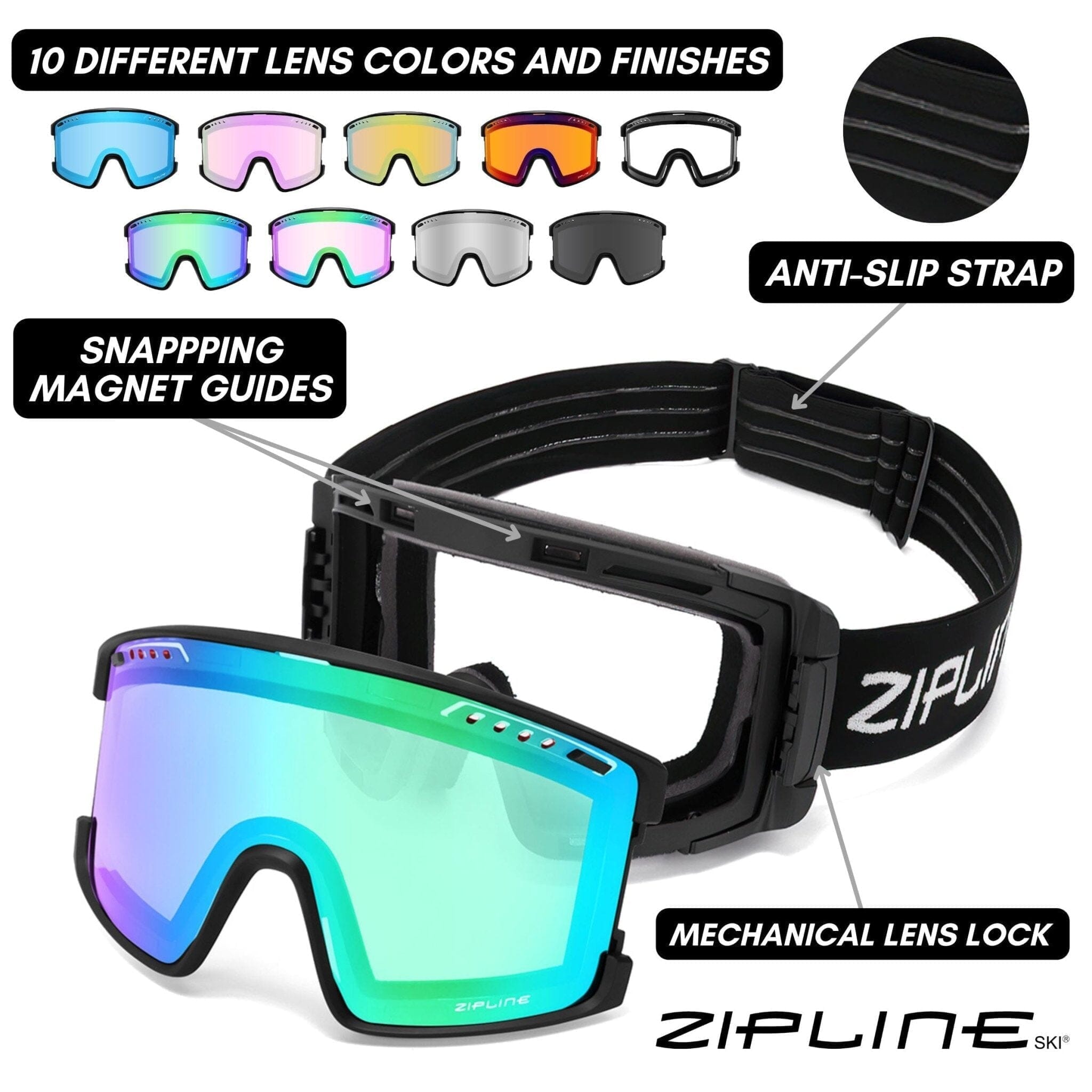 KLIK Goggles - Replacement Lenses Only ZiplineSki 