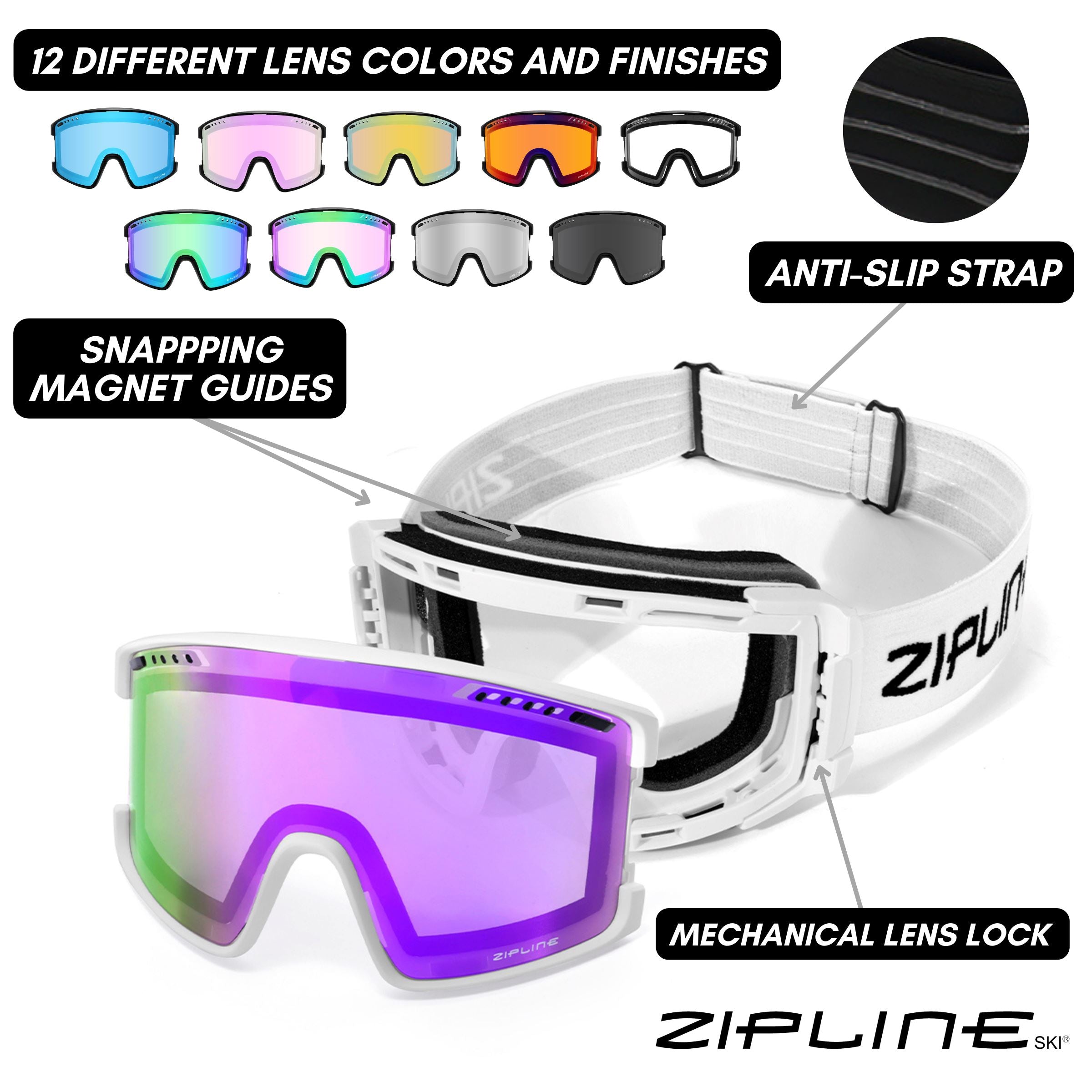 KLIK Goggles - Replacement Lenses Only ZiplineSki 