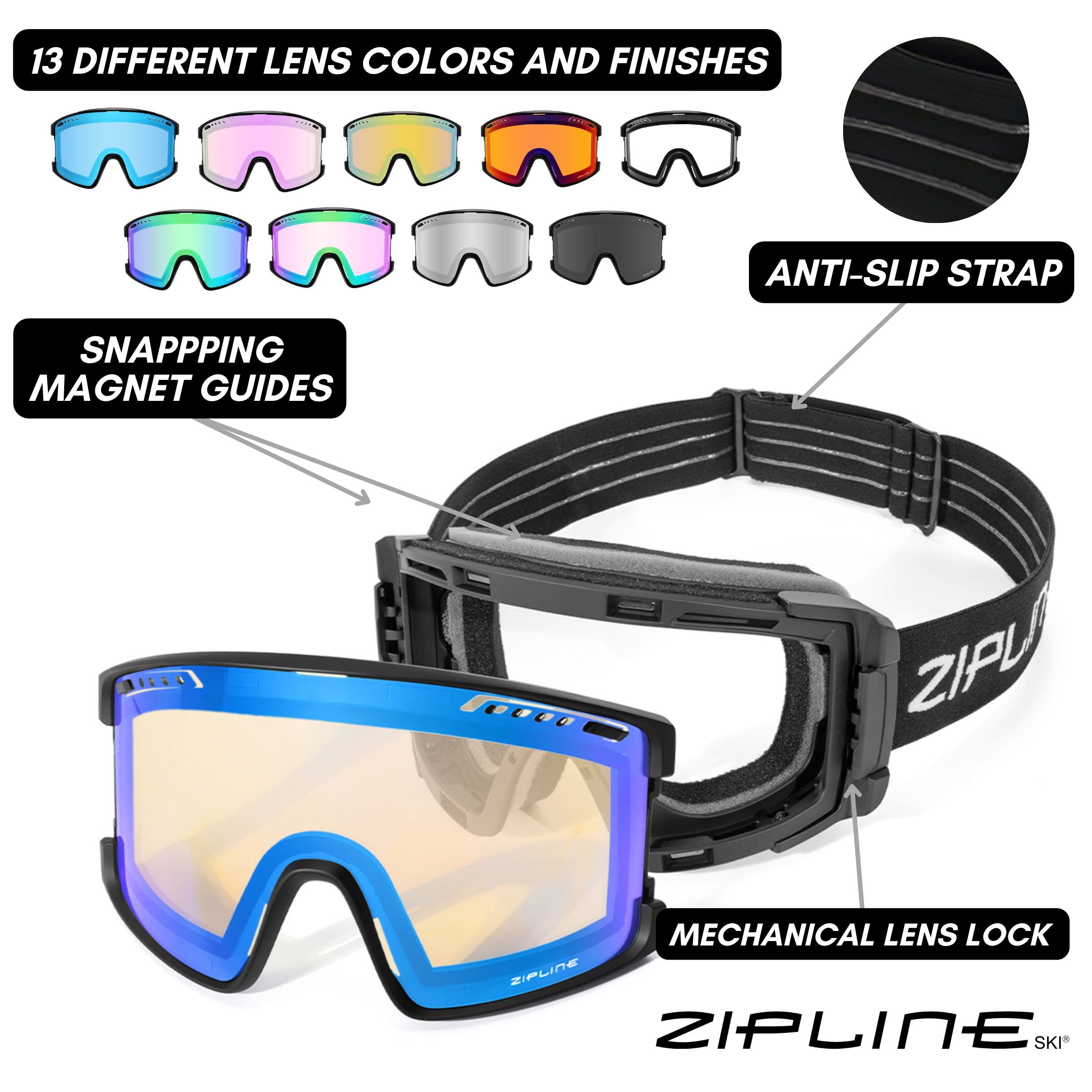 KLIK Goggles - Replacement Lenses Only ZiplineSki 