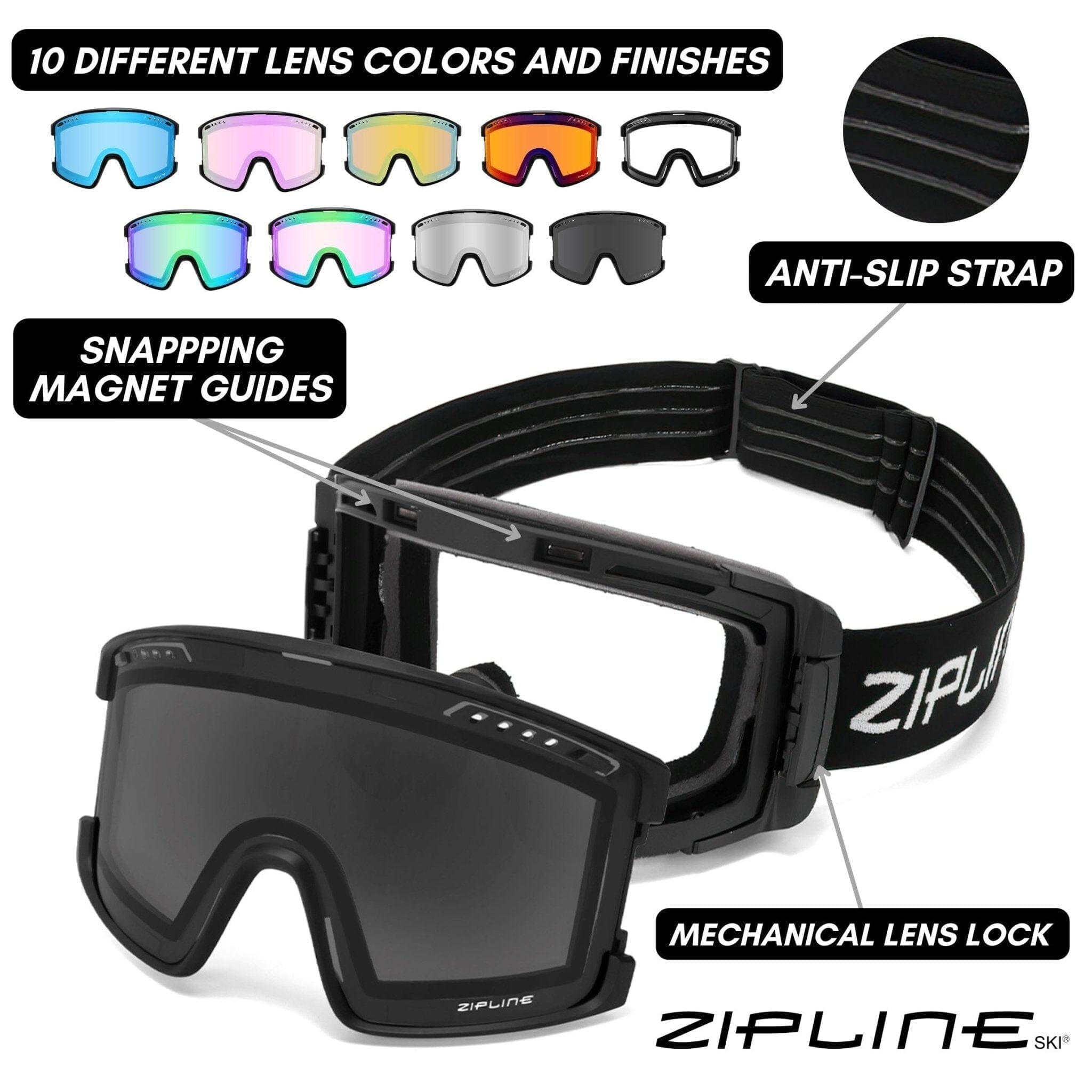 KLIK Goggles - Replacement Lenses Only ZiplineSki 