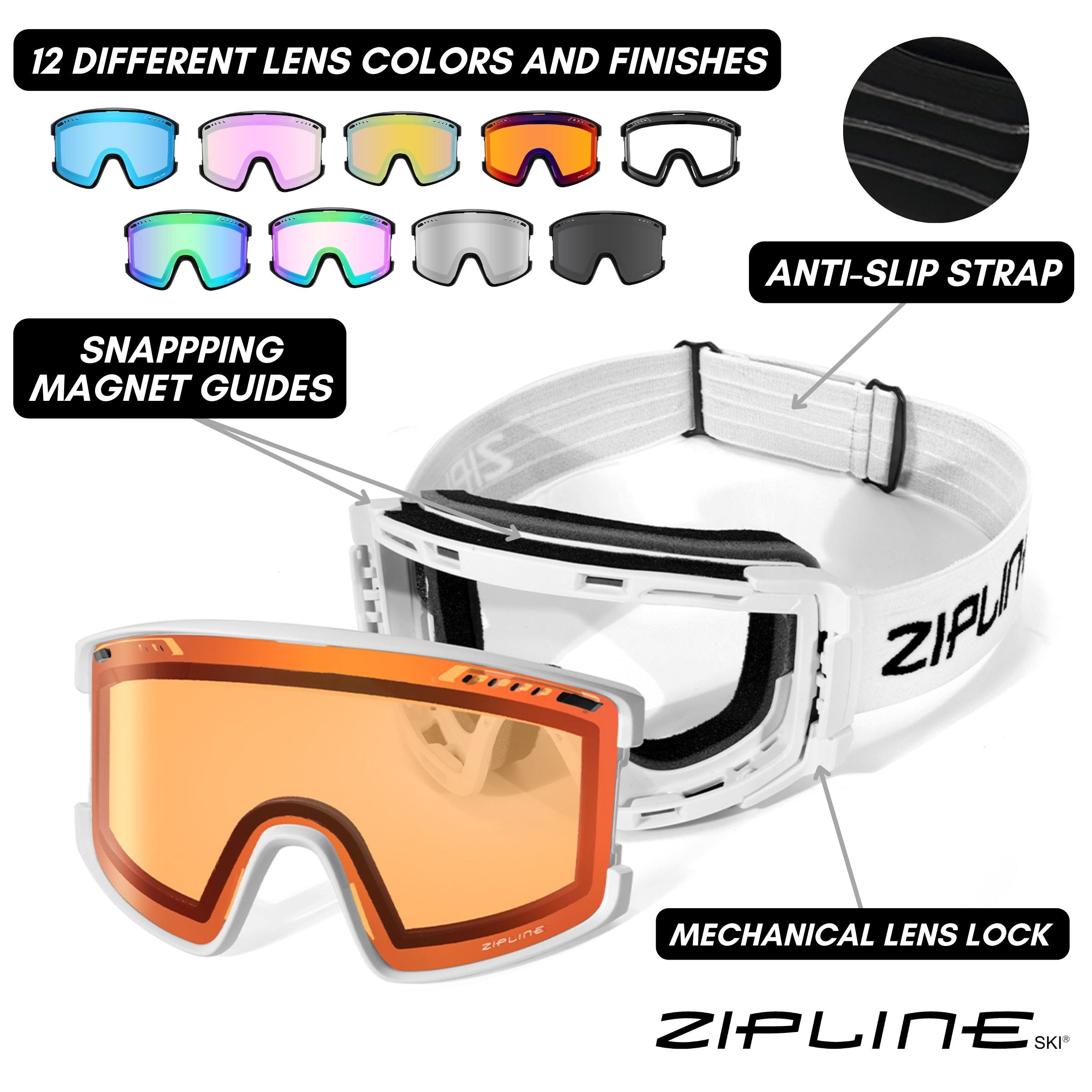 KLIK Goggles - Replacement Lenses Only ZiplineSki 