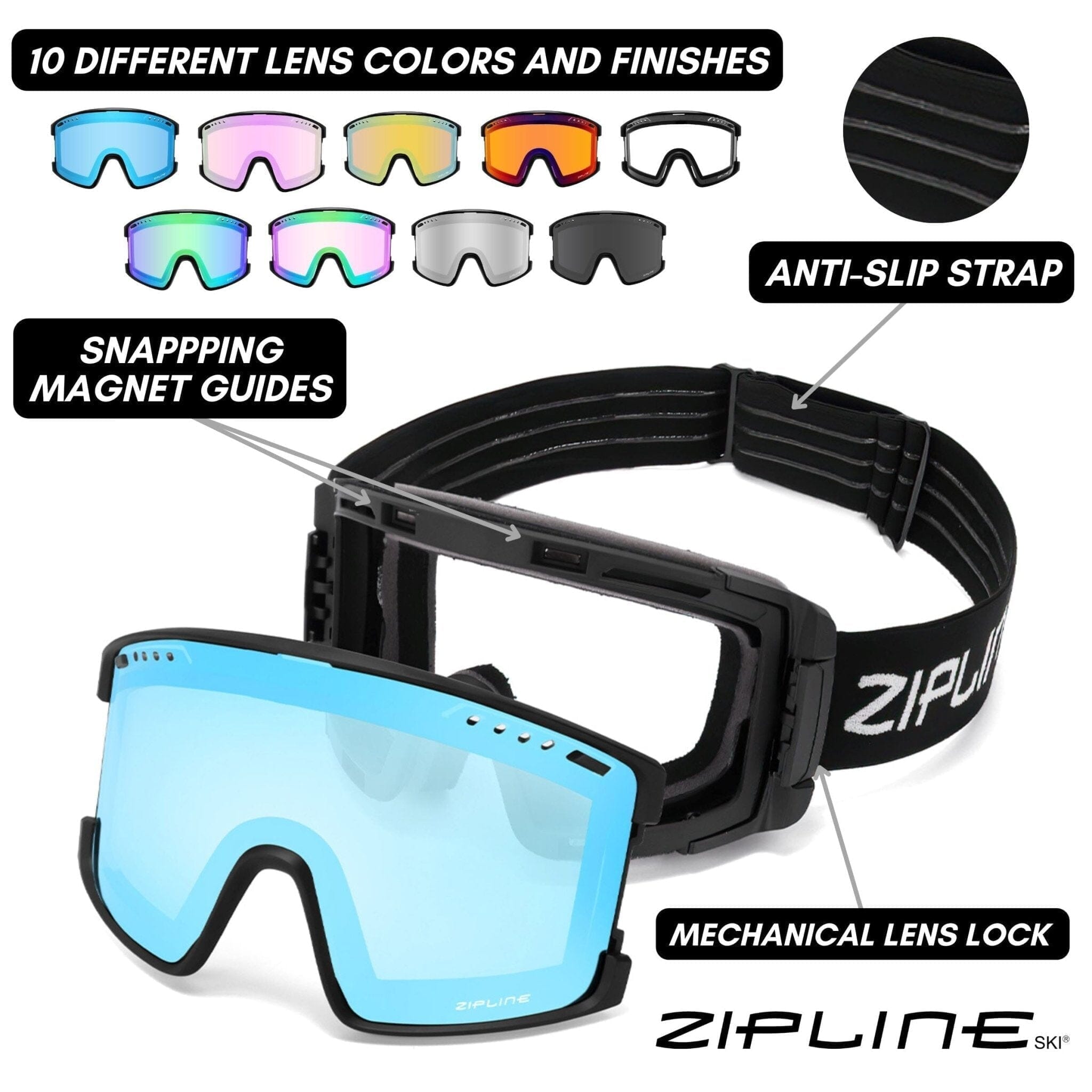 KLIK Goggles - Replacement Lenses Only ZiplineSki 