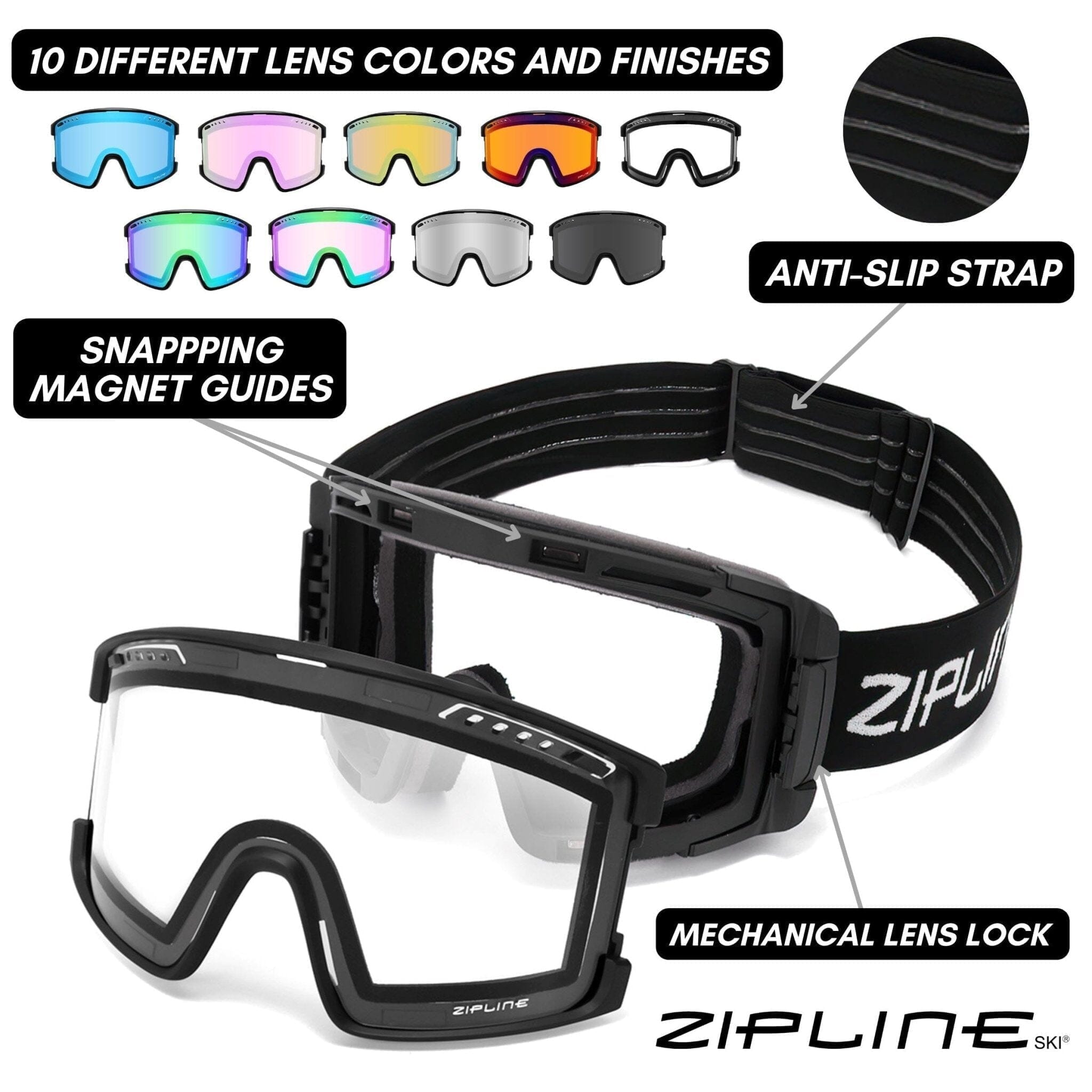 KLIK Goggles - Replacement Lenses Only ZiplineSki 