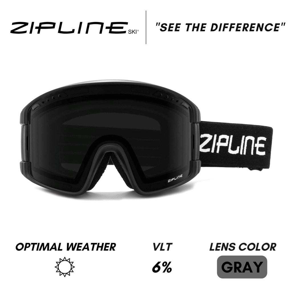 KLIK Goggles - Replacement Lenses Only ZiplineSki Black Blackout - Gray Lens 