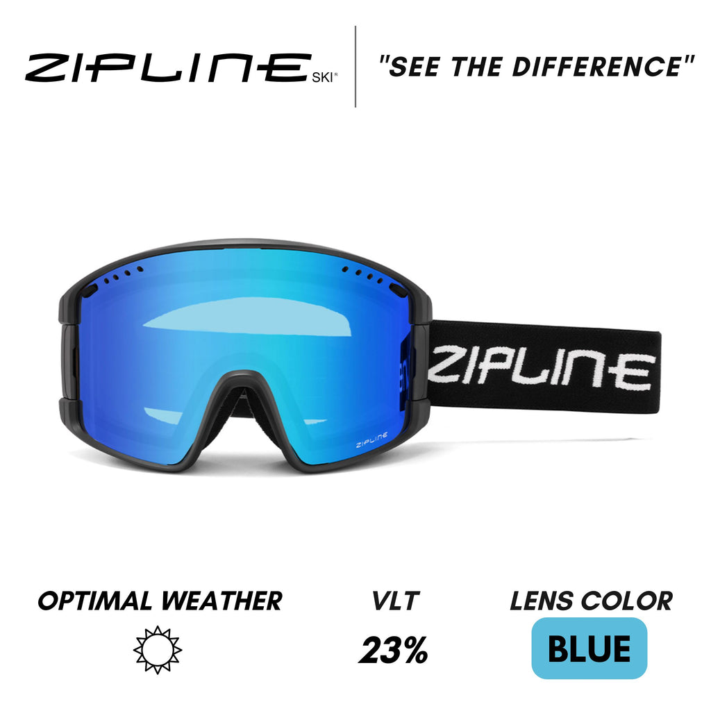 KLIK Goggles - Replacement Lenses Only ZiplineSki Black Blue Moon - Blue Lens 