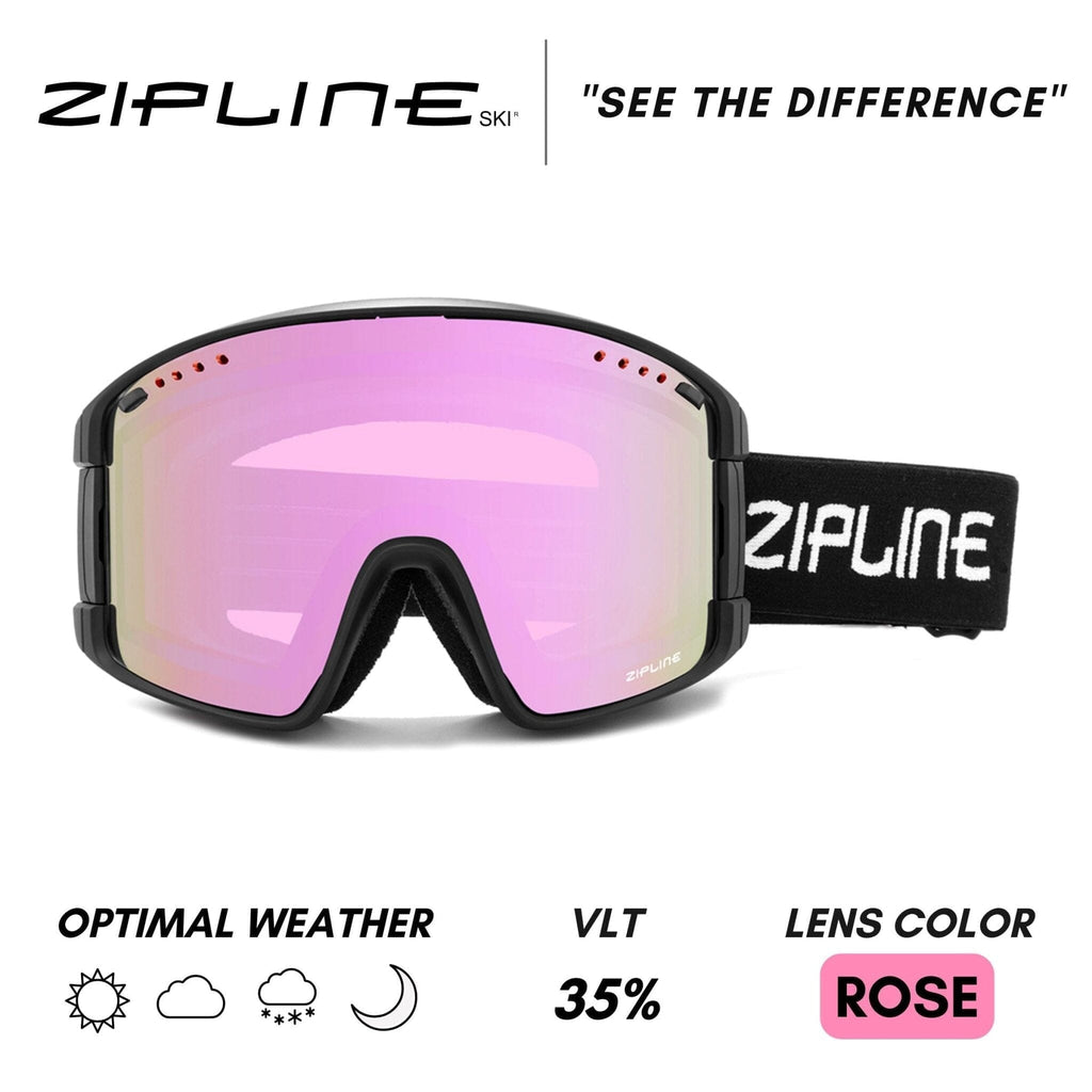 KLIK Goggles - Replacement Lenses Only ZiplineSki Black Cherry Blossom - Rose Lens 