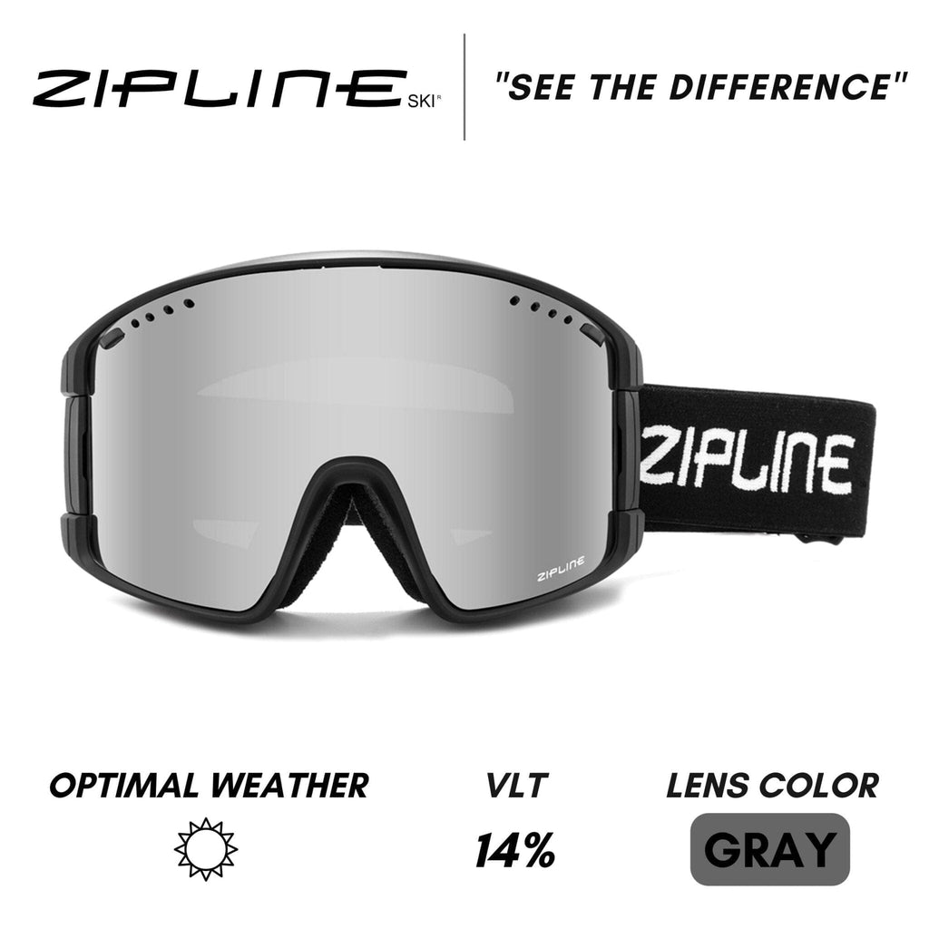 KLIK Goggles - Replacement Lenses Only ZiplineSki Black Mirror Chrome - Gray Lens 