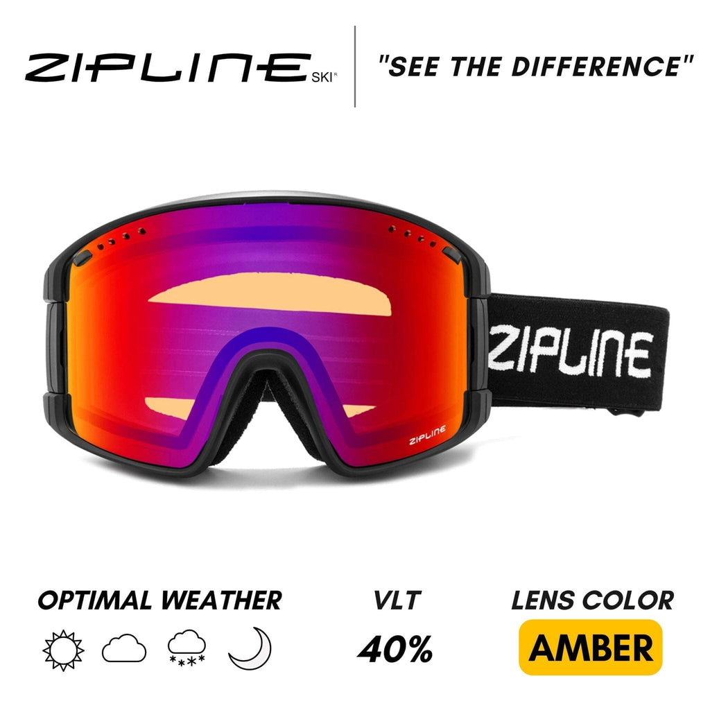 KLIK Goggles - Replacement Lenses Only ZiplineSki Black Scorched - Amber Lens 