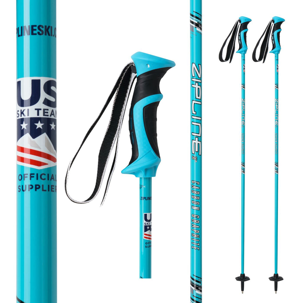 Lollipop 14.0 Graphite Composite Ski Poles Ski Poles ZiplineSki Radiant Blue 40" in. / 102 cm 