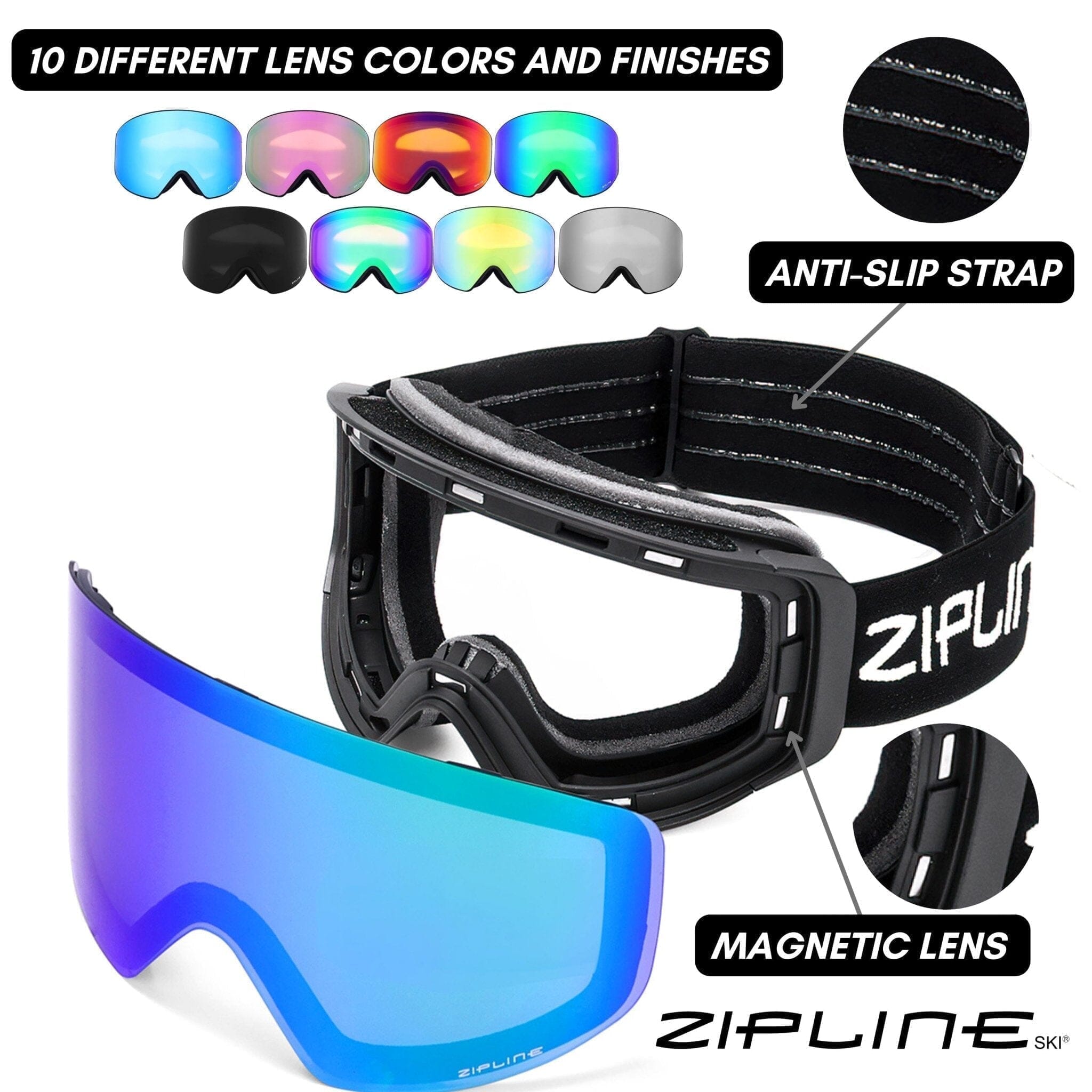 Podium XT Goggles - Black Frame ZiplineSki 