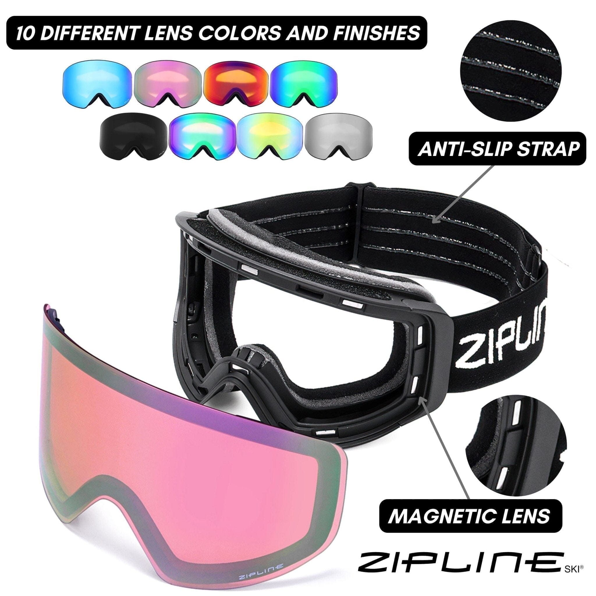 Podium XT Goggles - Black Frame ZiplineSki 