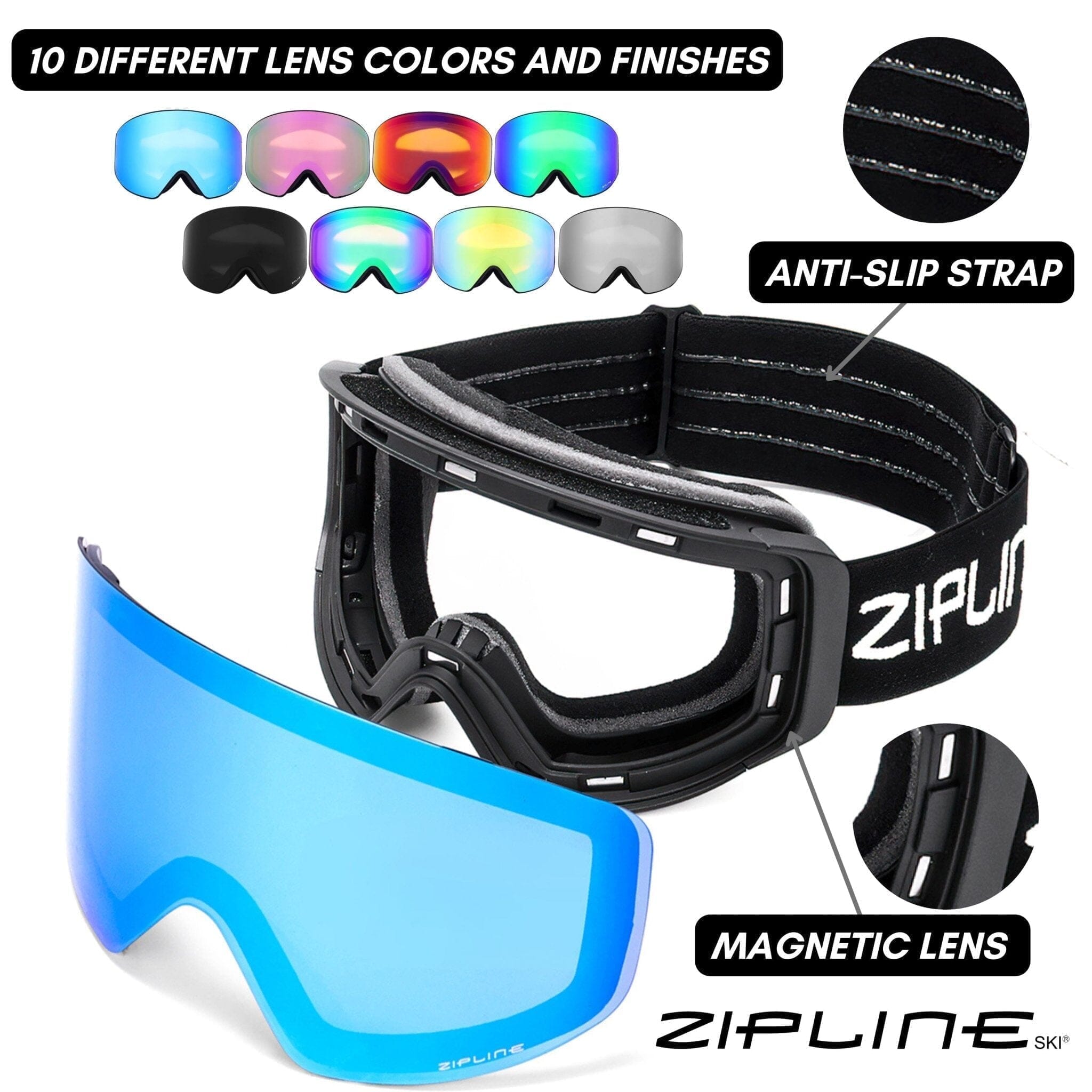 Podium XT Goggles - Black Frame ZiplineSki 