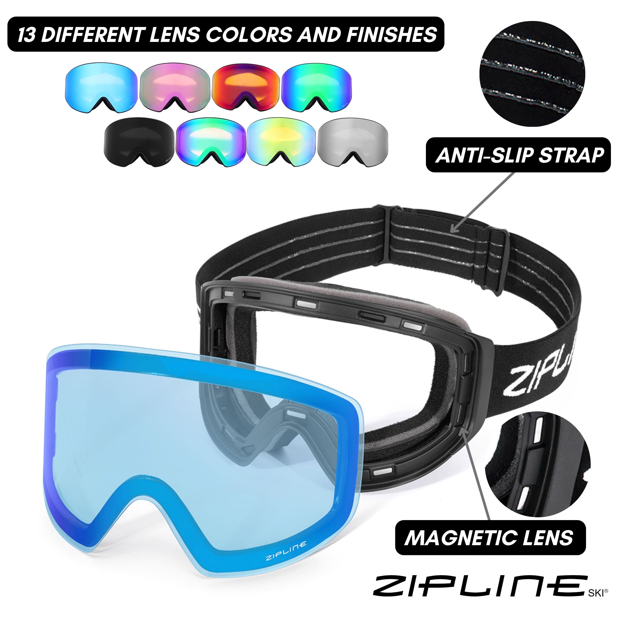 Podium XT Goggles - Black Frame ZiplineSki 