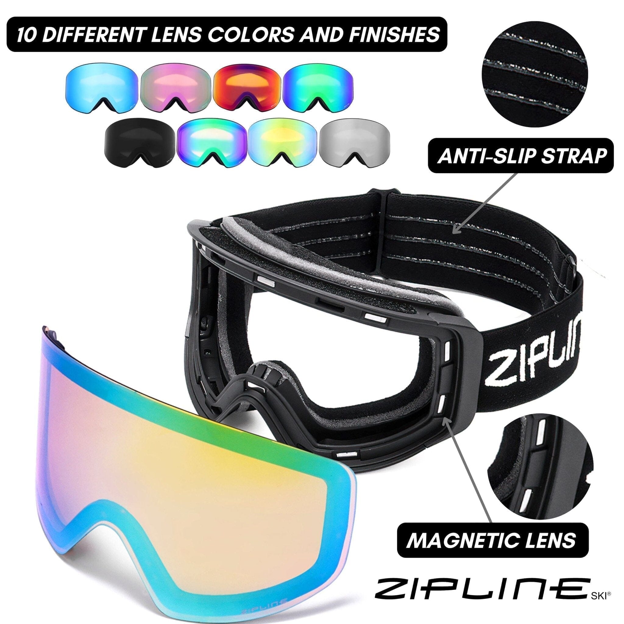 Podium XT Goggles - Black Frame ZiplineSki 