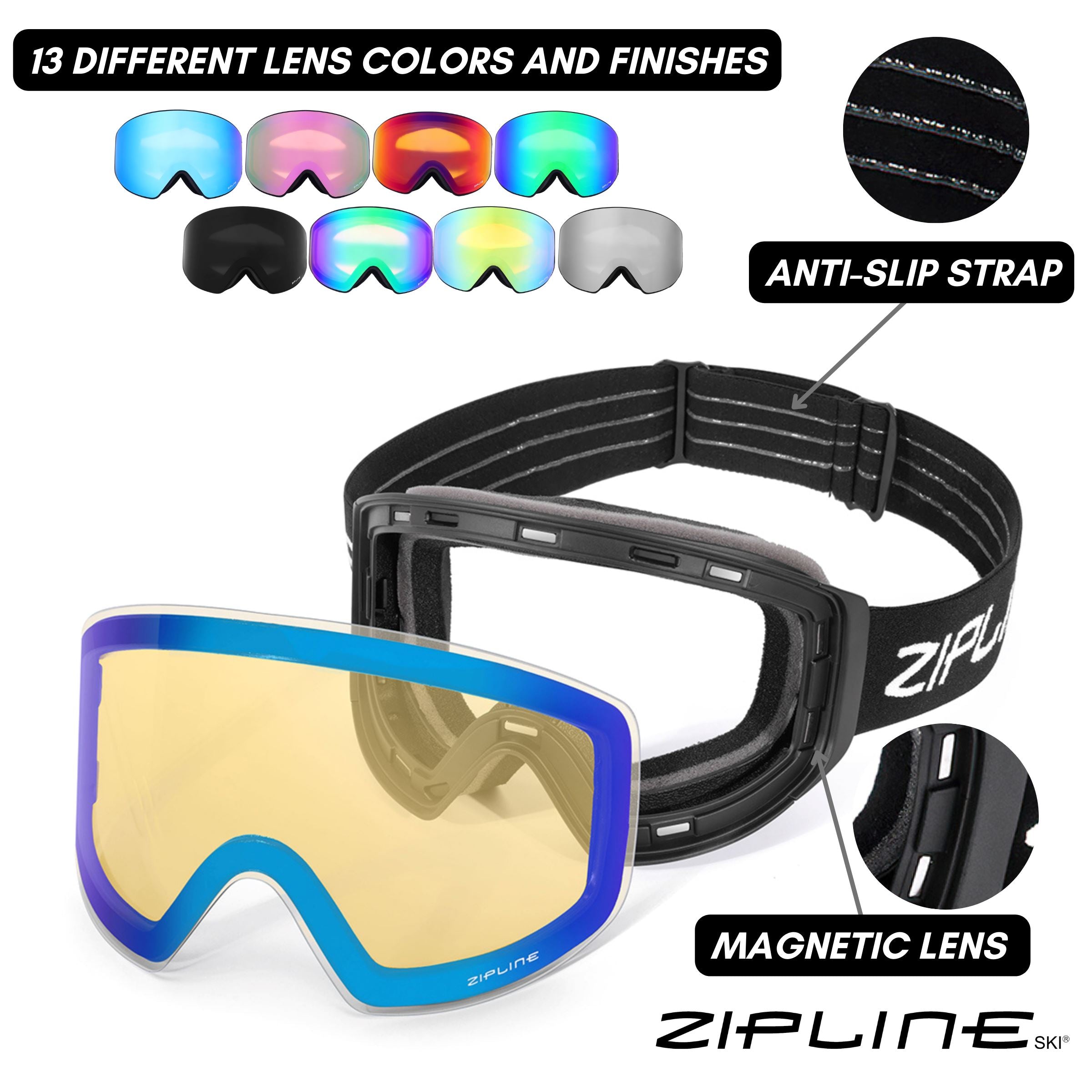 Podium XT Goggles - Black Frame ZiplineSki 