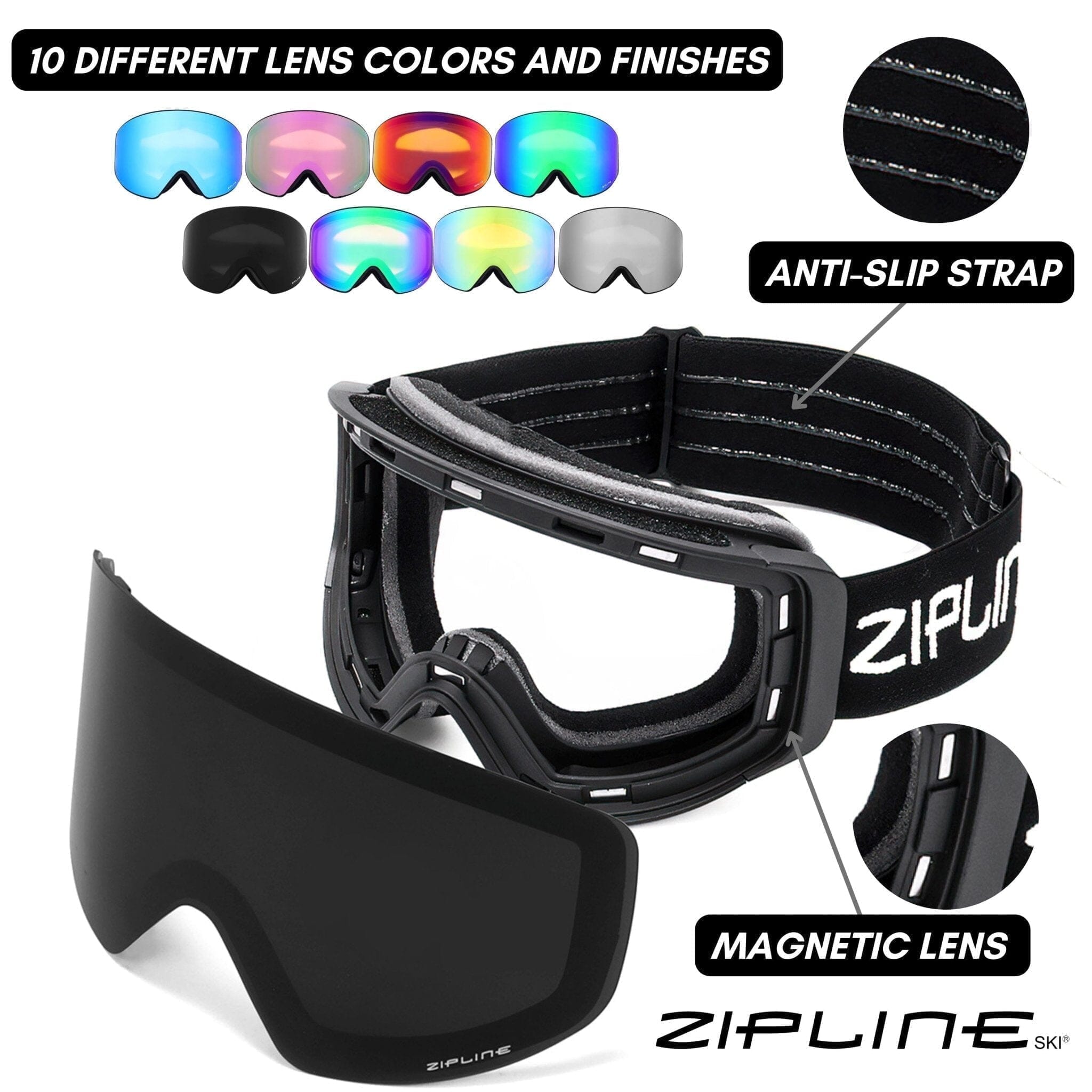 Podium XT Goggles - Black Frame ZiplineSki 