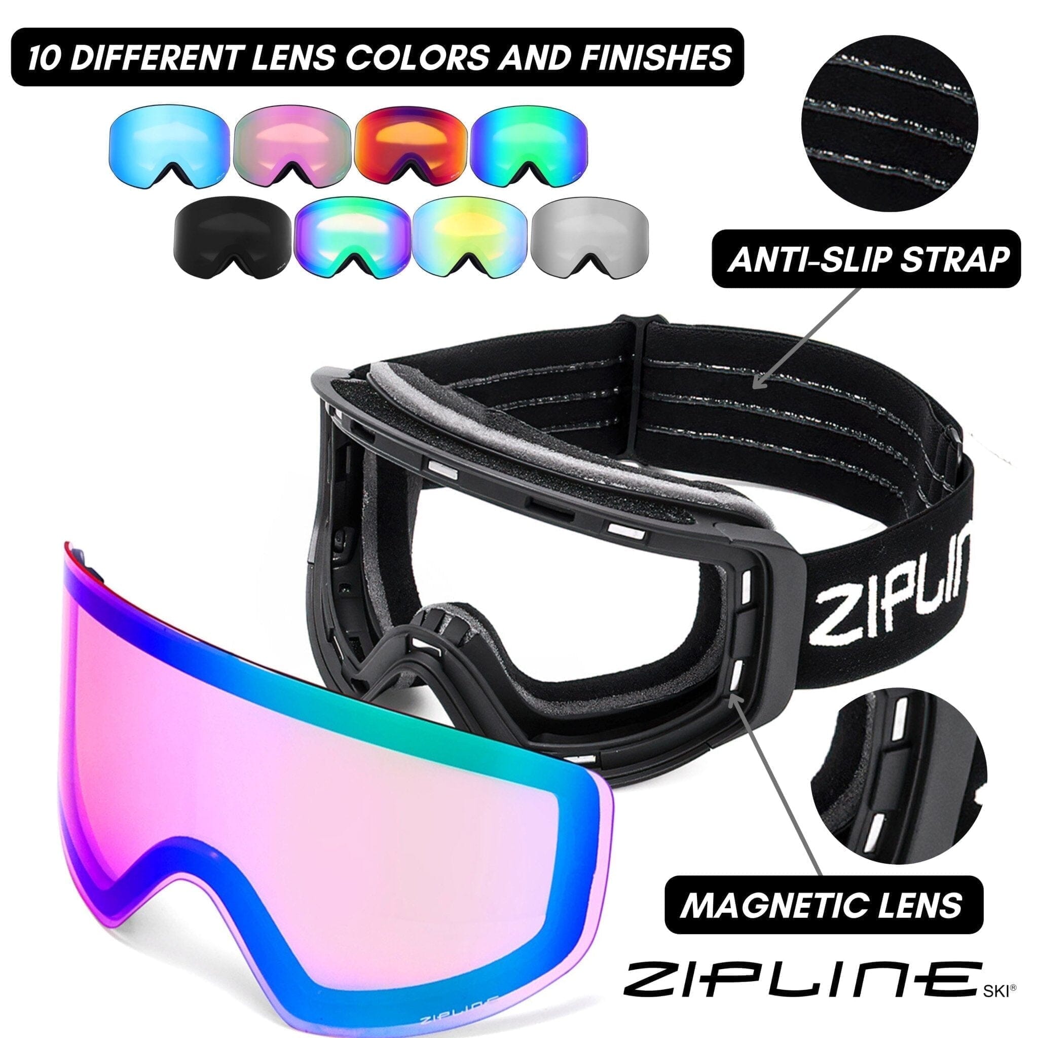 Podium XT Goggles - Black Frame ZiplineSki 