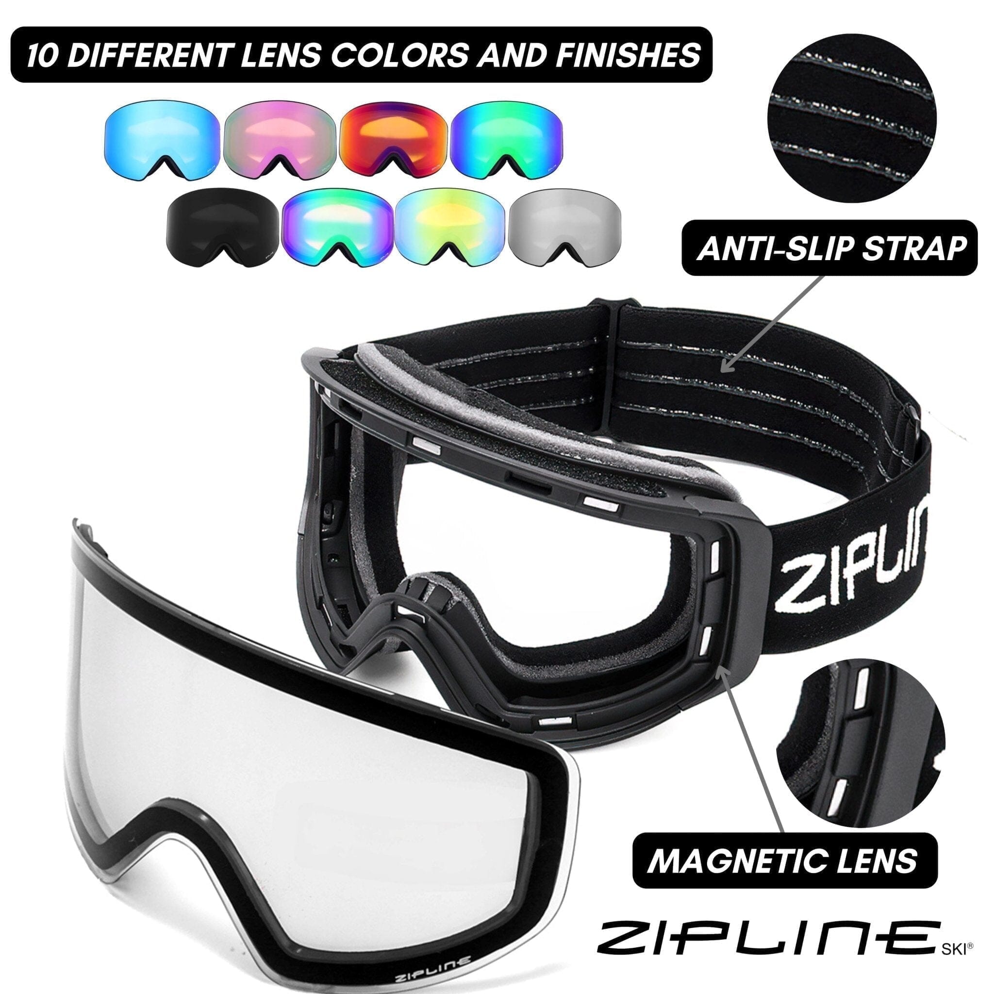 Podium XT Goggles - Black Frame ZiplineSki 