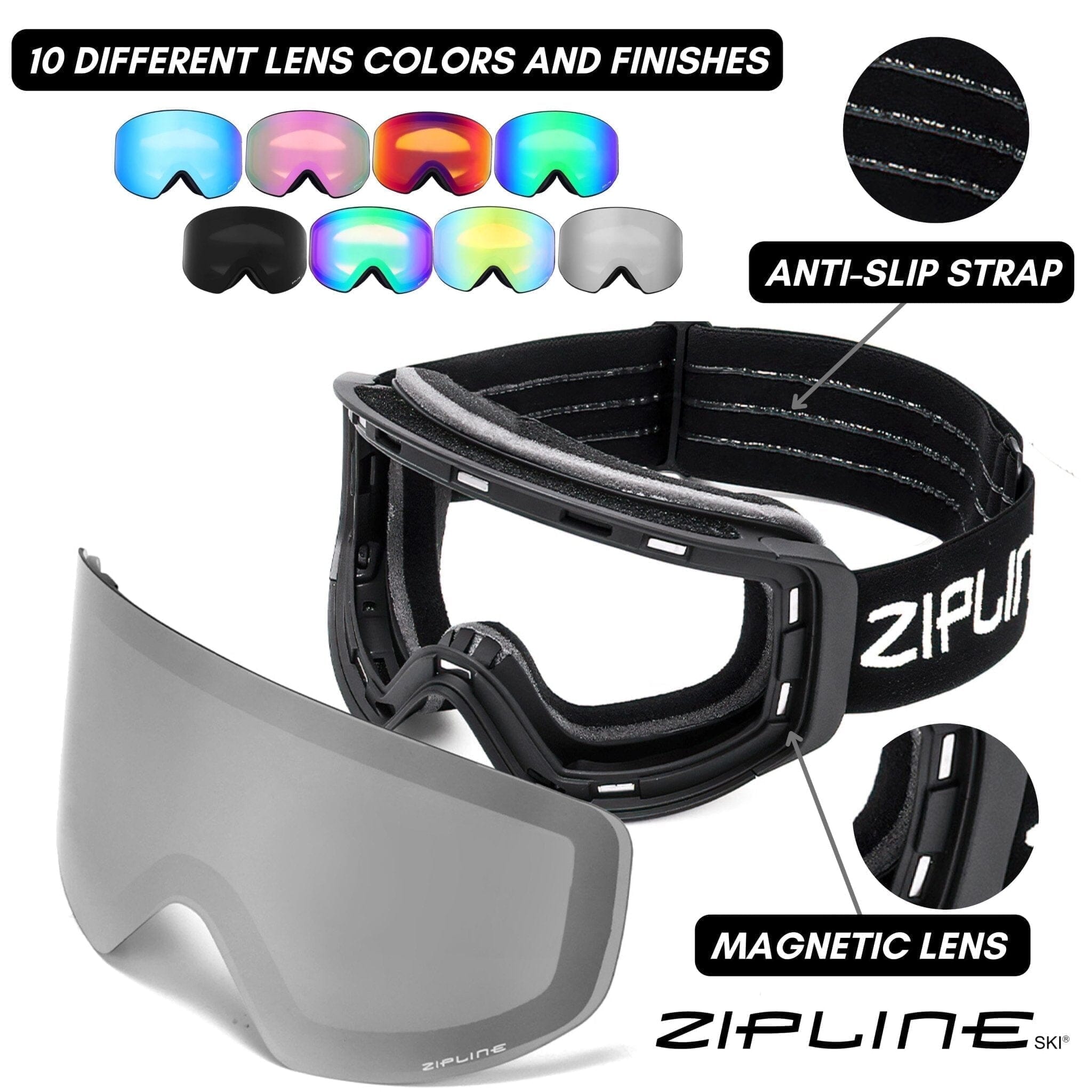 Podium XT Goggles - Black Frame ZiplineSki 