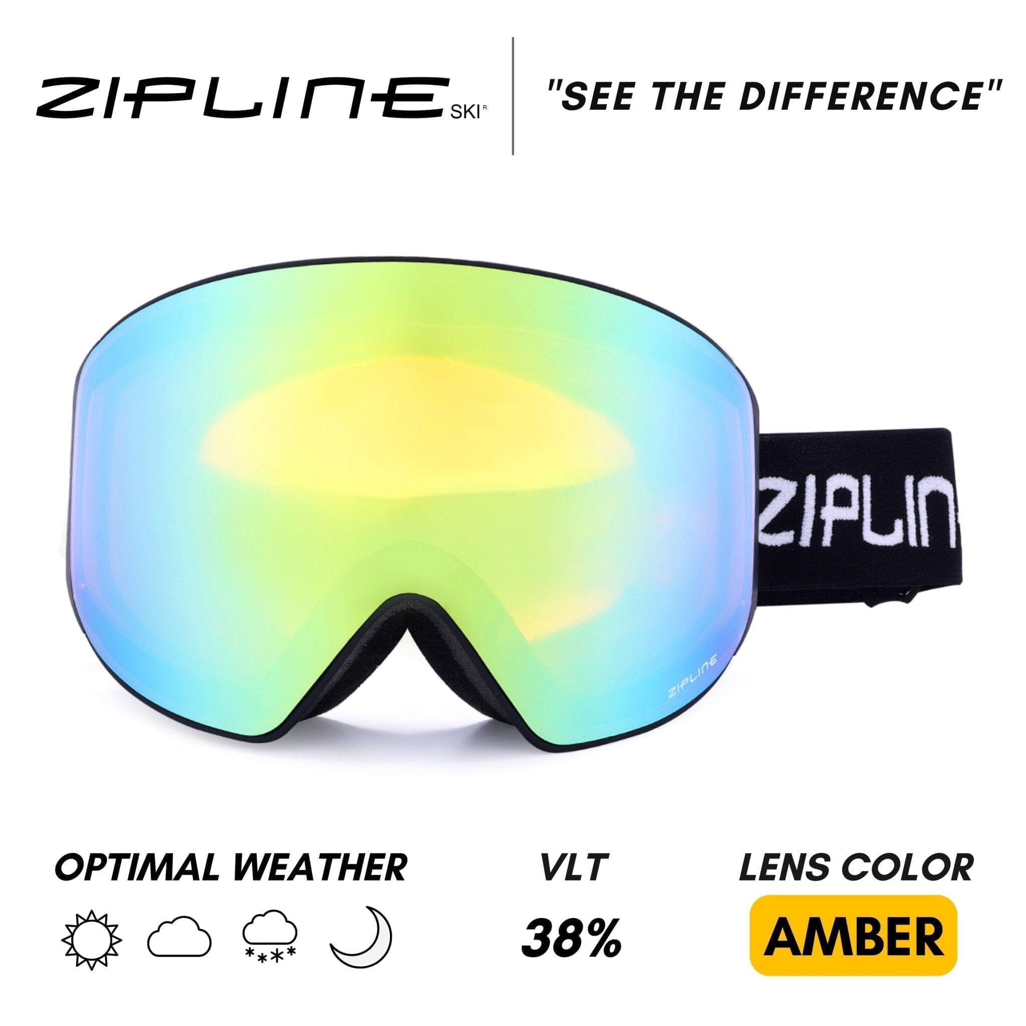 Podium XT Goggles - Black Frame ZiplineSki Golden Hour - Amber Lens 