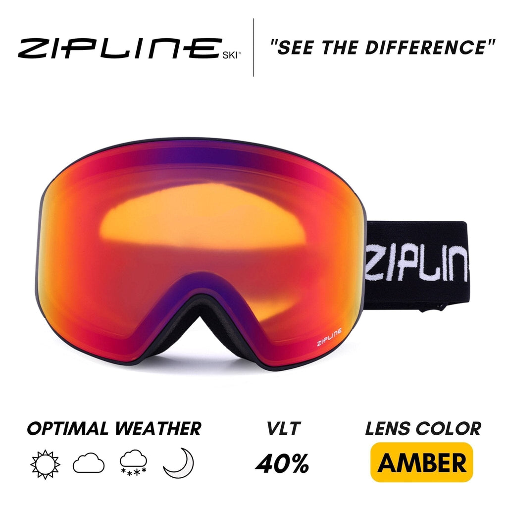Podium XT Goggles - Black Frame ZiplineSki Scorched - Amber Lens 