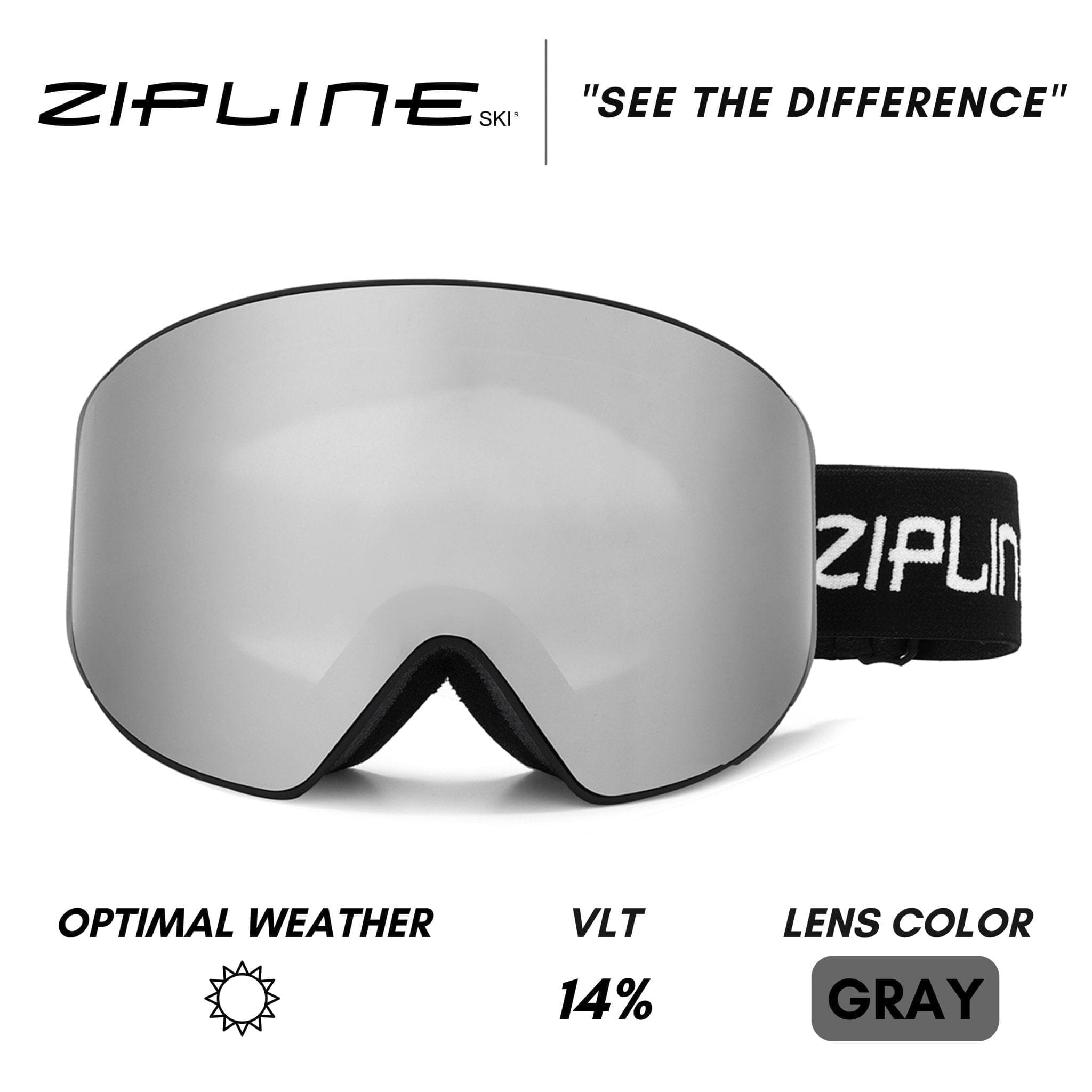 Podium XT Replacement Lens Only ZiplineSki Mirror Chrome - Gray Lens 