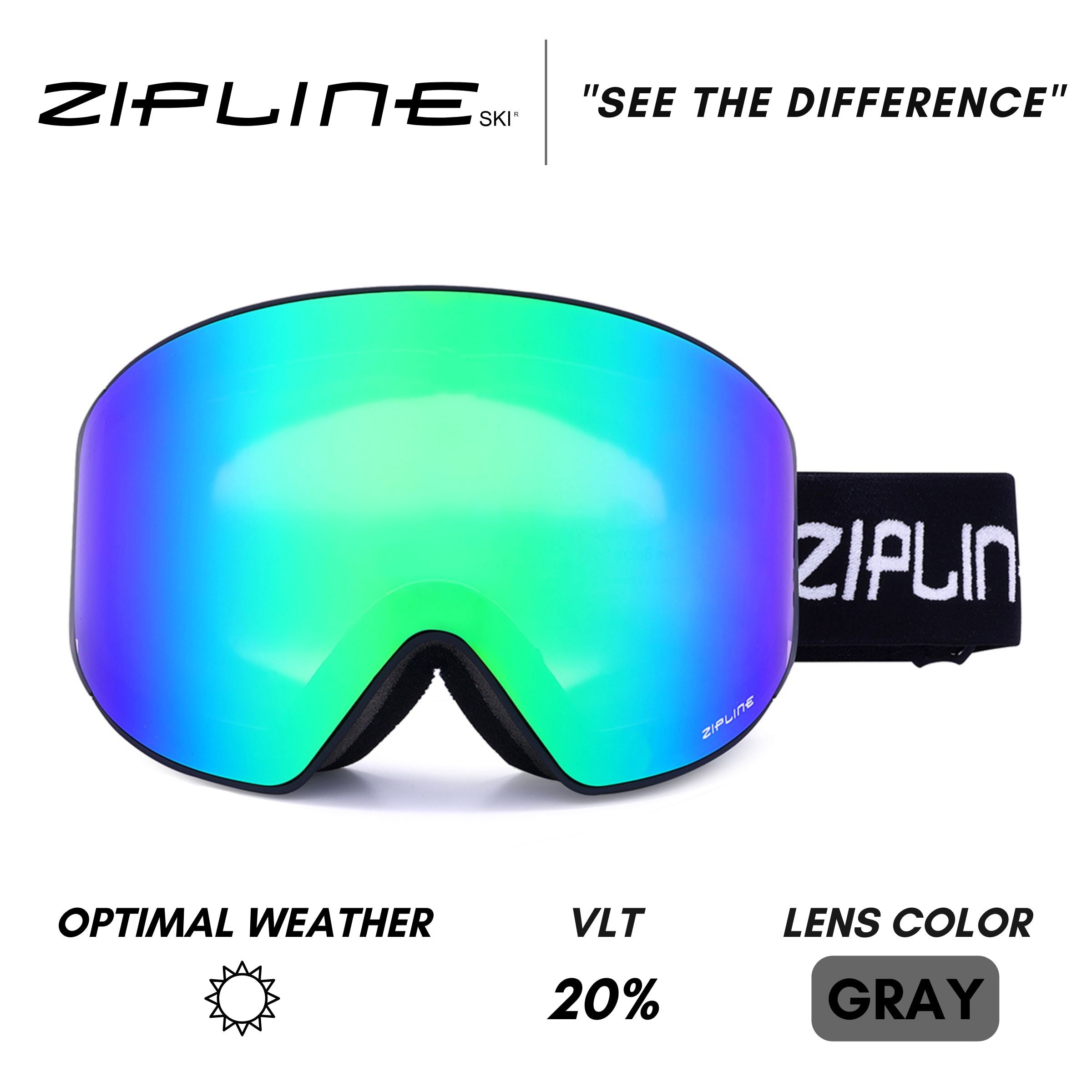 Podium XT Replacement Lens Only ZiplineSki Ocean Green - Gray Lens 