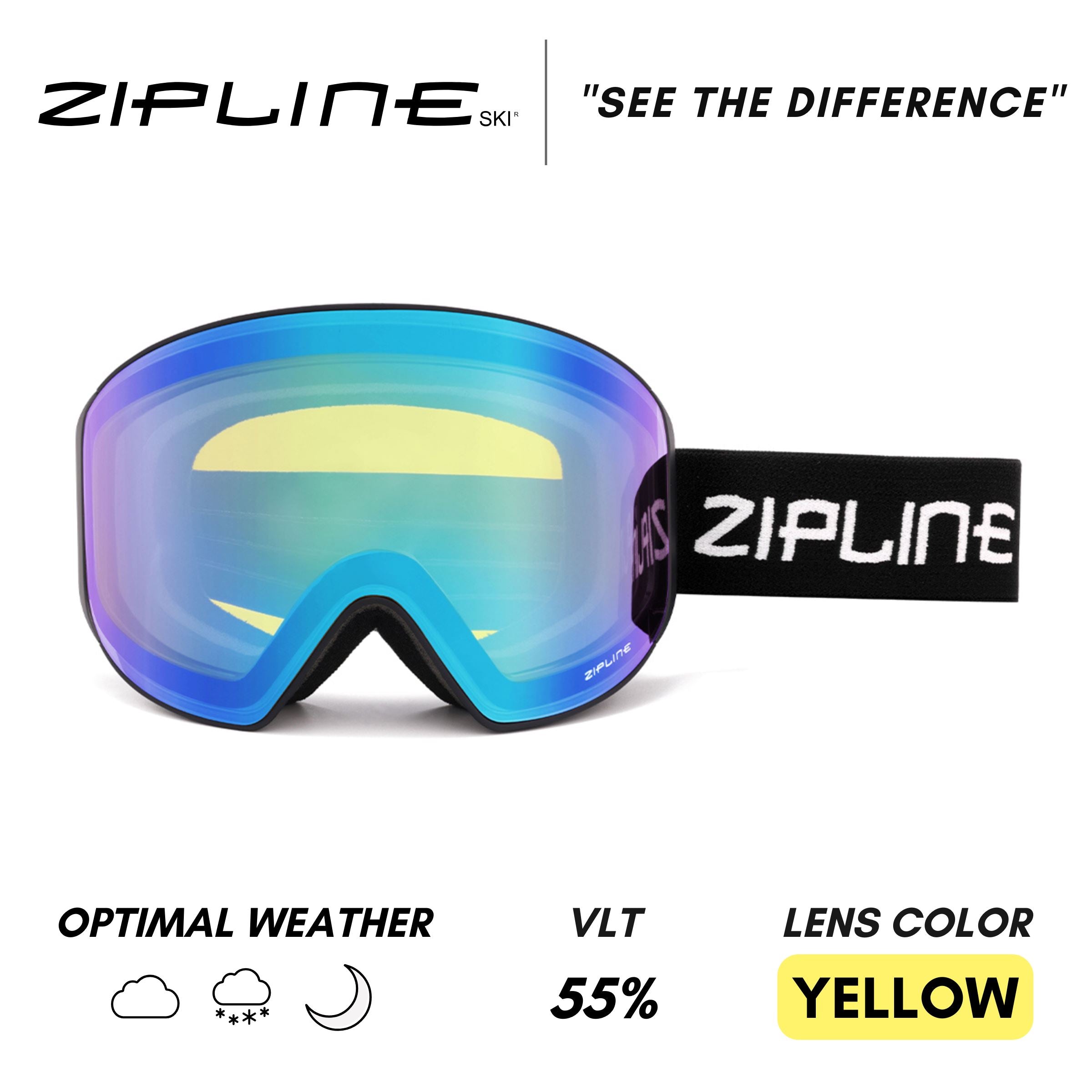 Podium XT Replacement Lens Only ZiplineSki Yellow Lens - Skyburst 