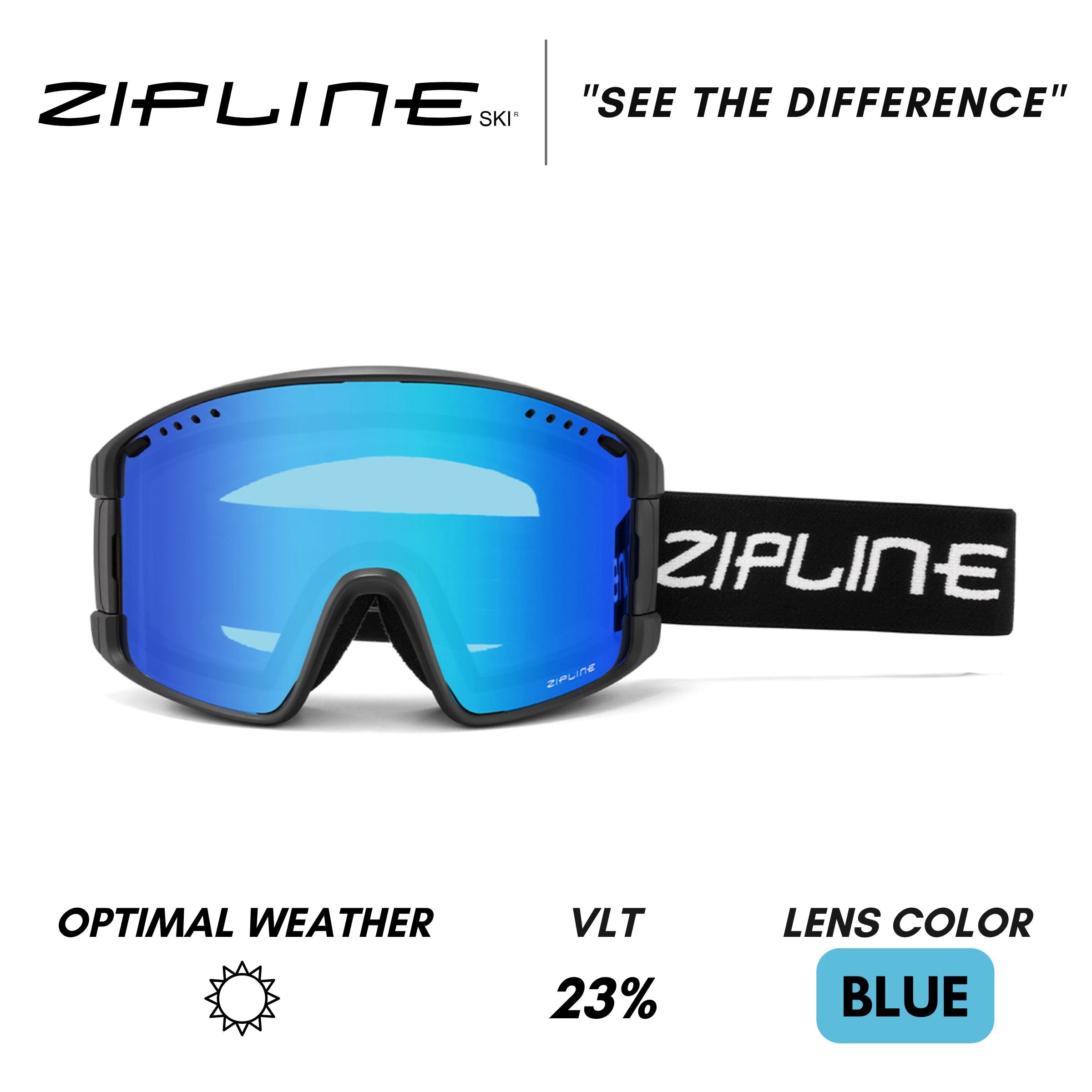 KLIK Goggles - Black Frame ZiplineSki 