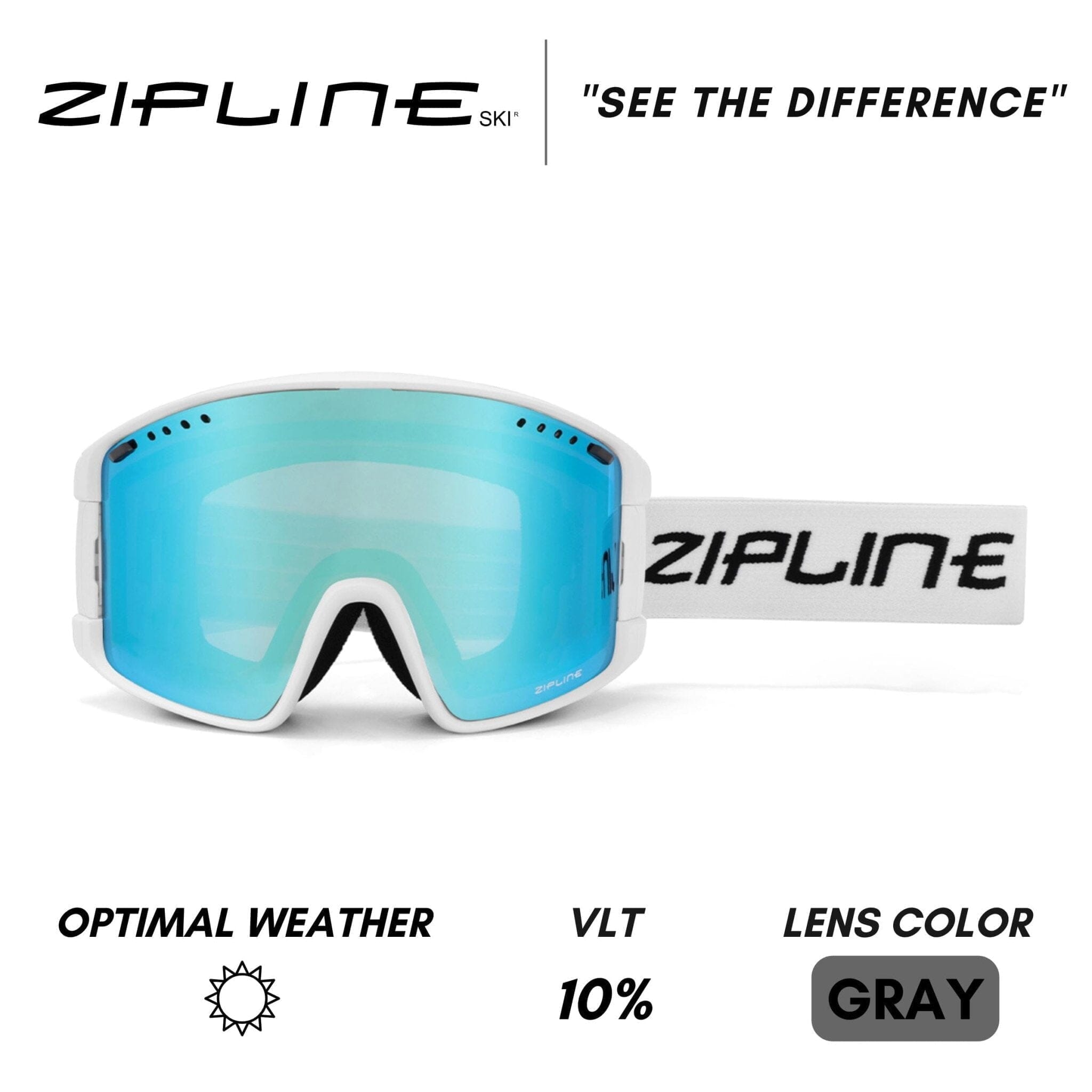 KLIK Goggles - White Frame - ZiplineSki