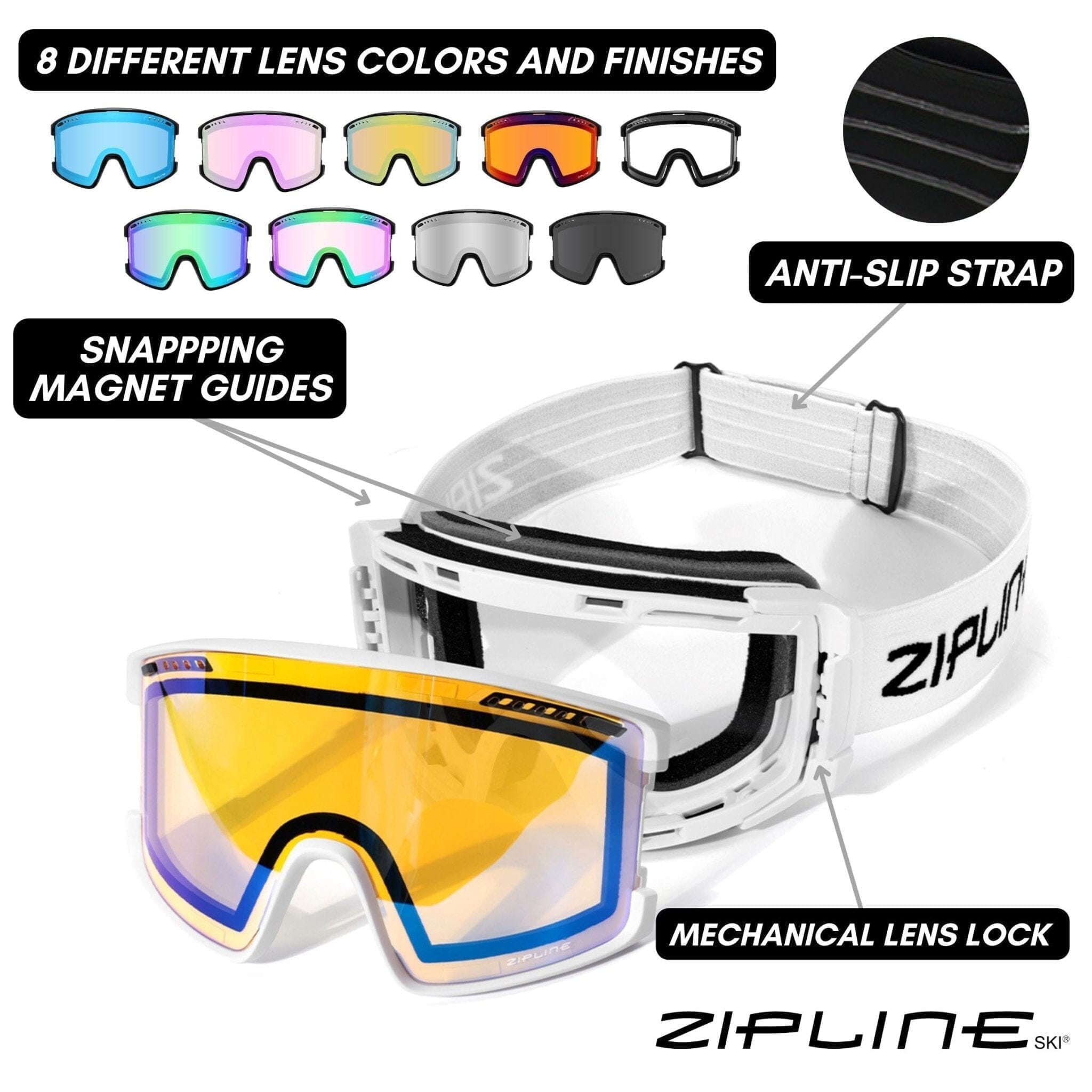 KLIK Goggles - White Frame - ZiplineSki