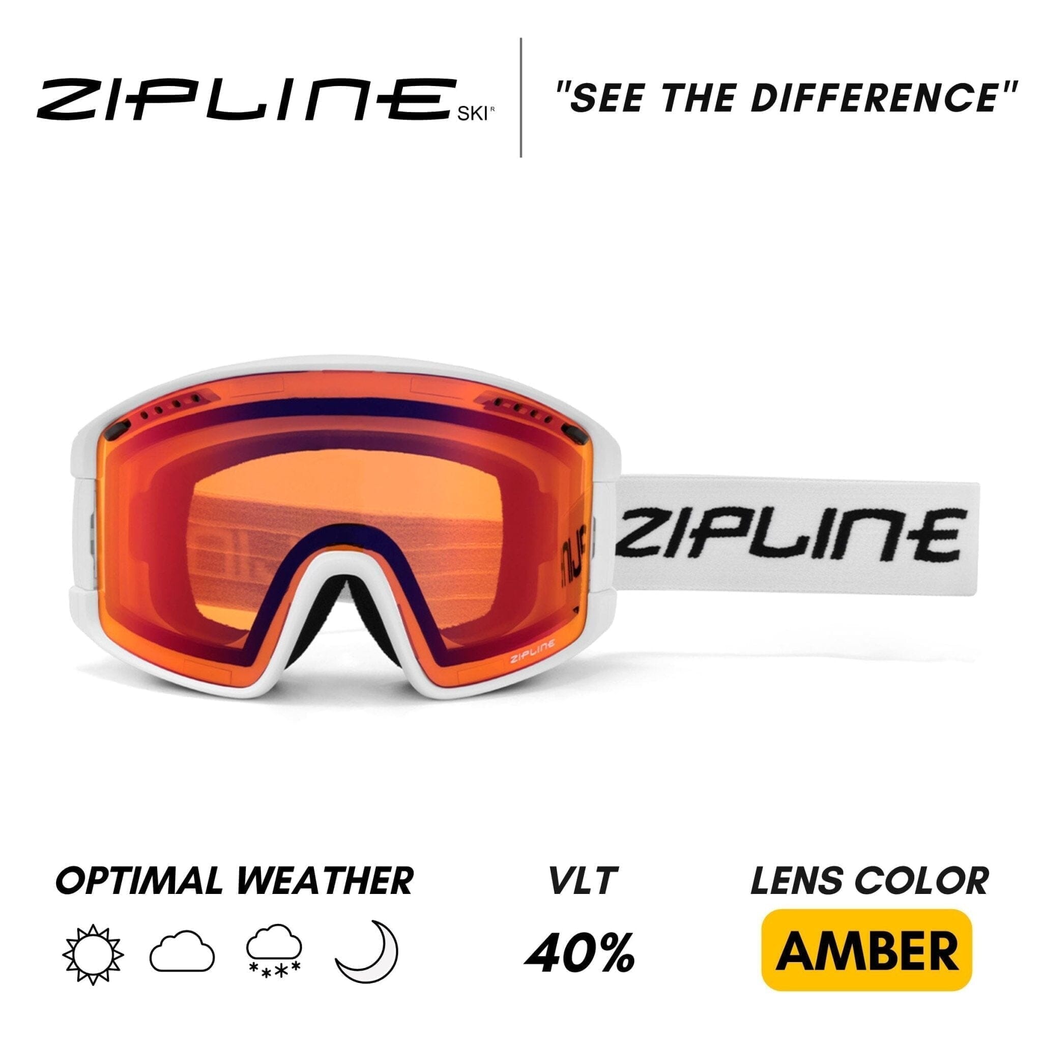 KLIK Goggles - White Frame - ZiplineSki