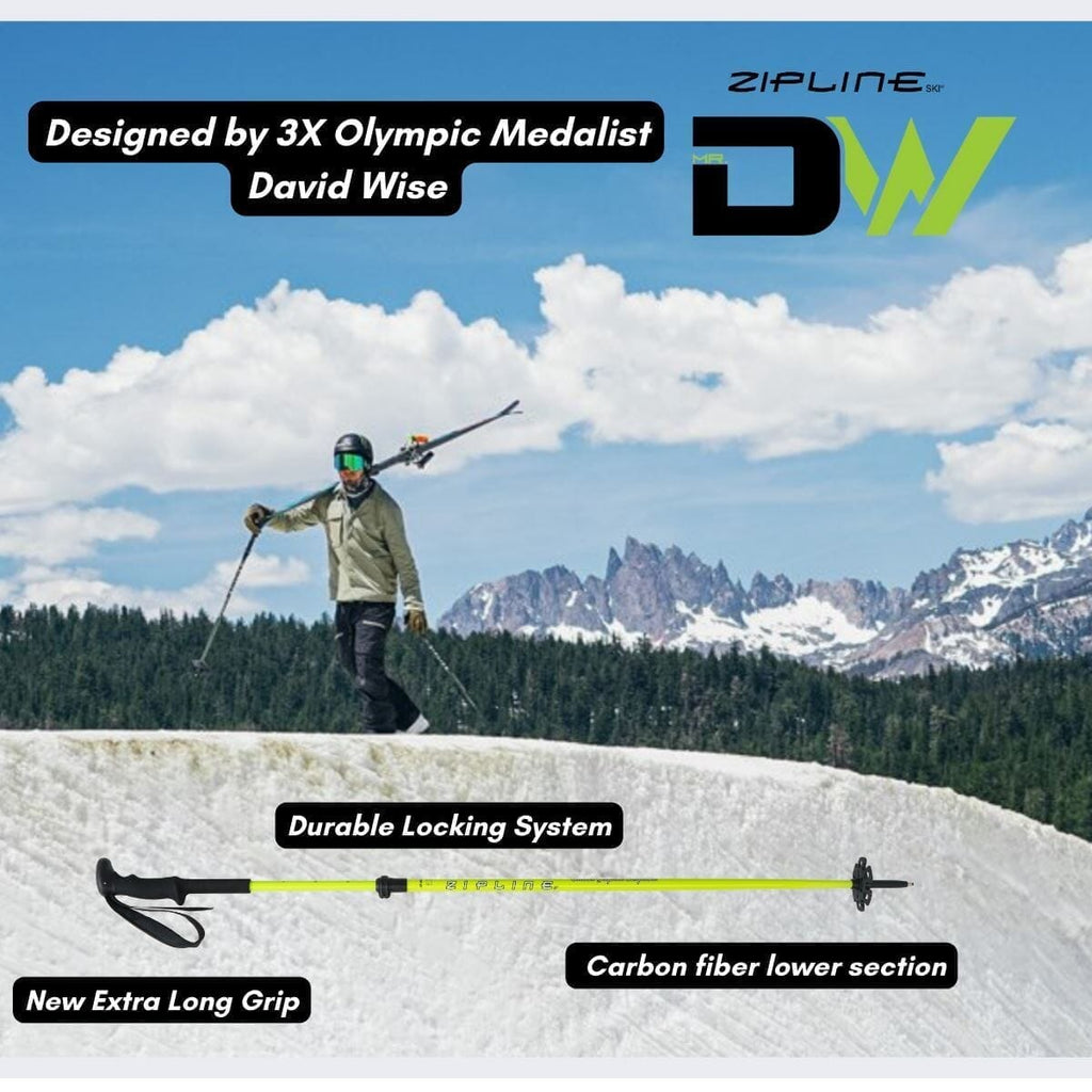 MRDW Collection - Zipline Blurr EXT - Adjustable Graphite Composite Ski Poles - ZiplineSki