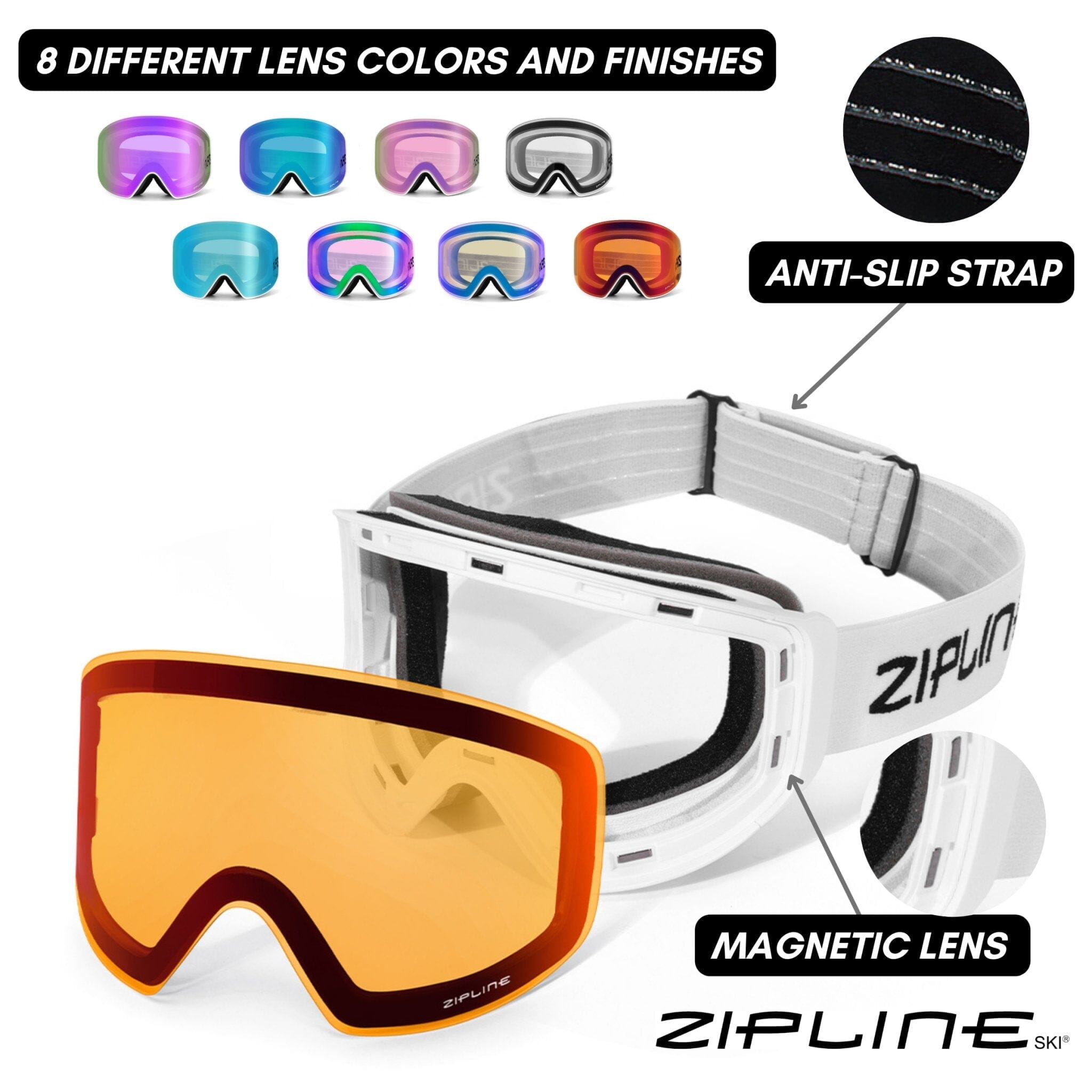 Podium XT Goggles - White Frame - ZiplineSki