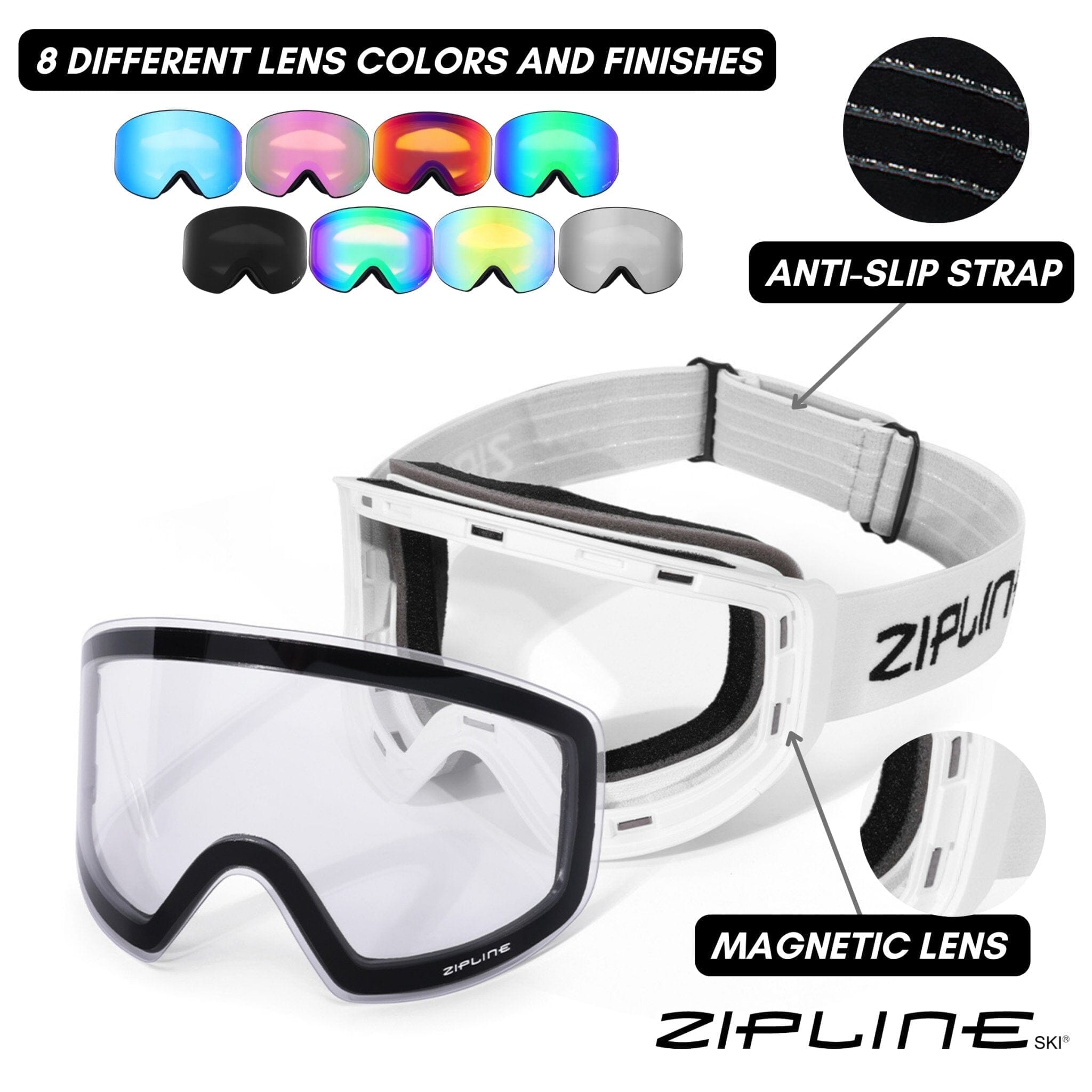 Podium XT Goggles - White Frame - ZiplineSki