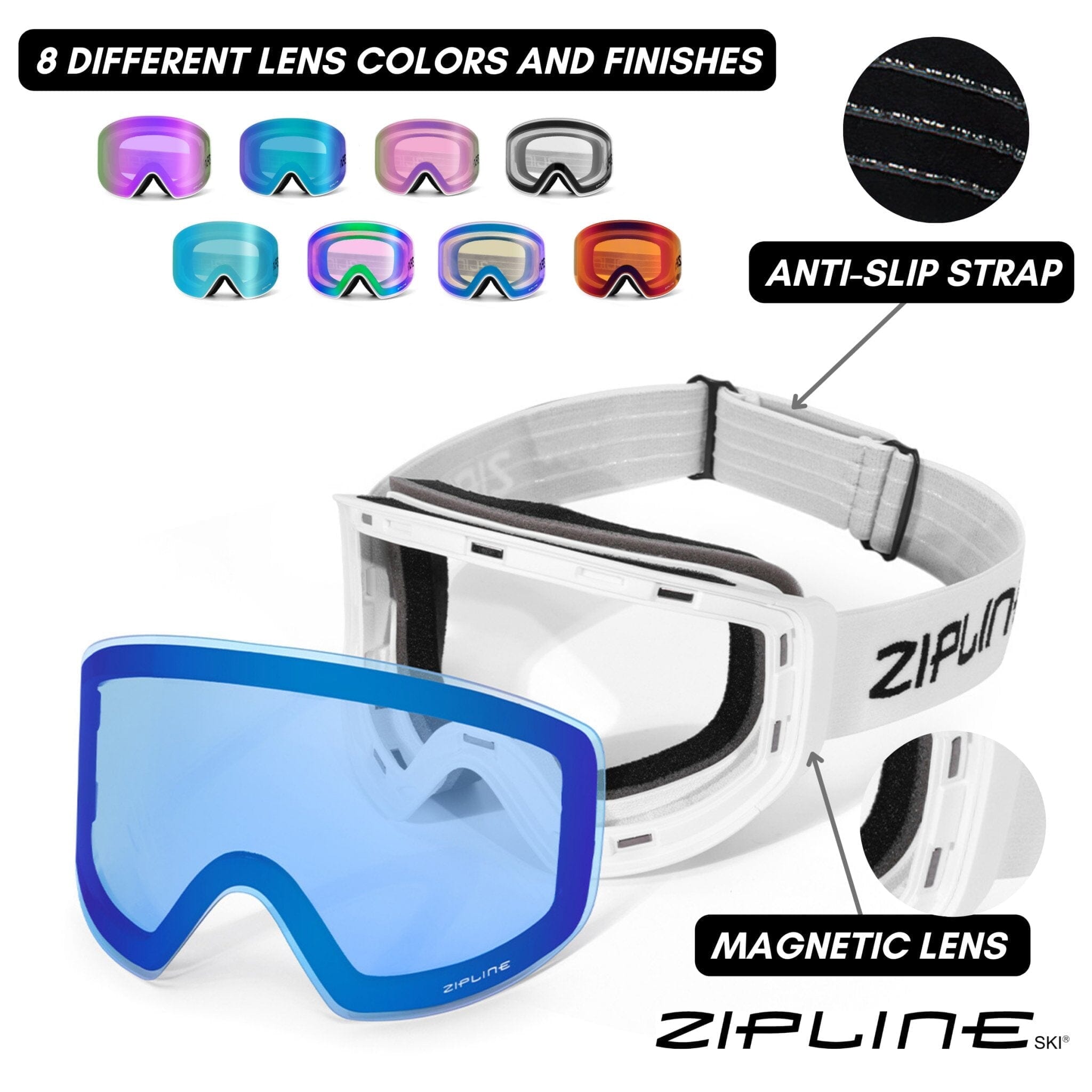 Podium XT Goggles - White Frame - ZiplineSki