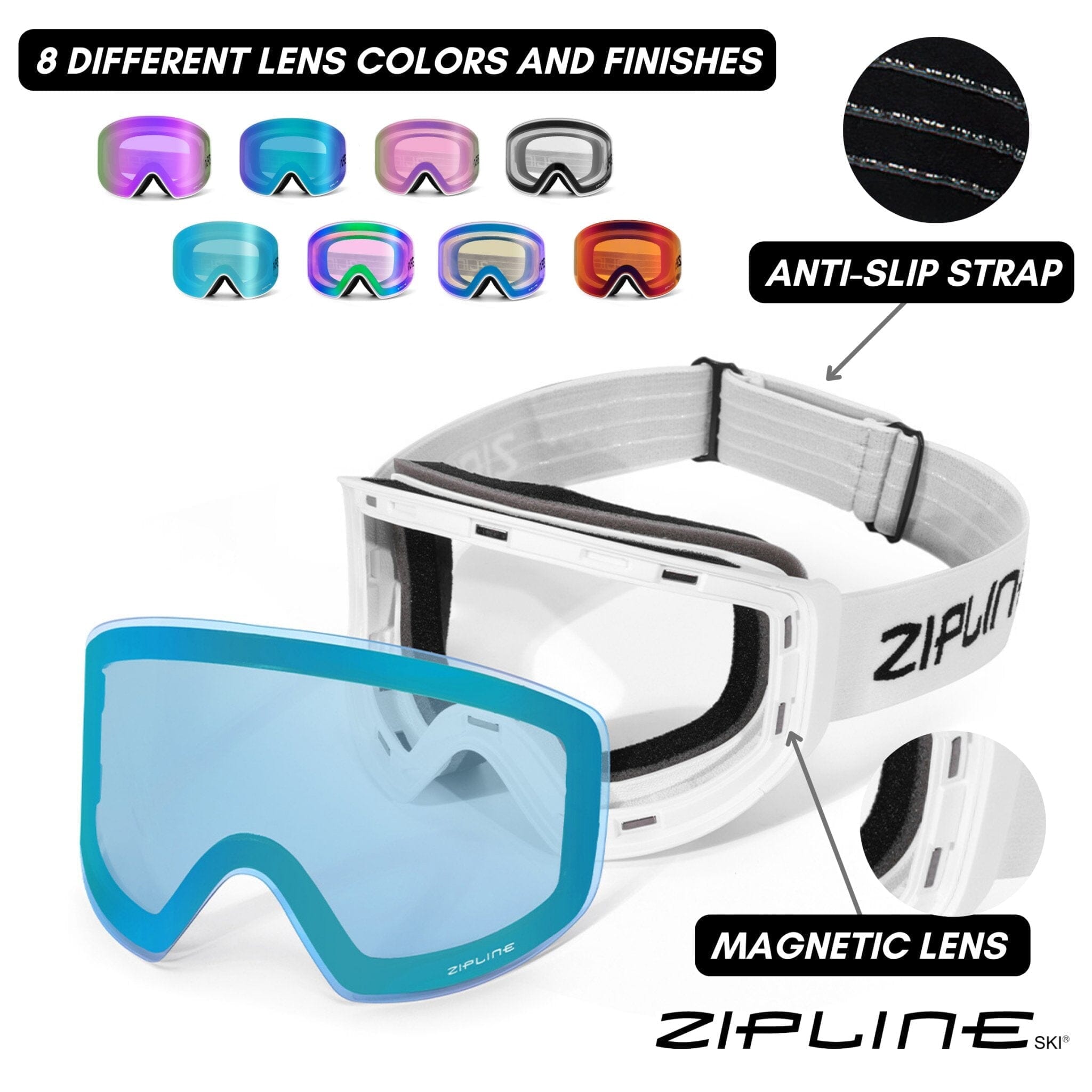 Podium XT Goggles - White Frame - ZiplineSki