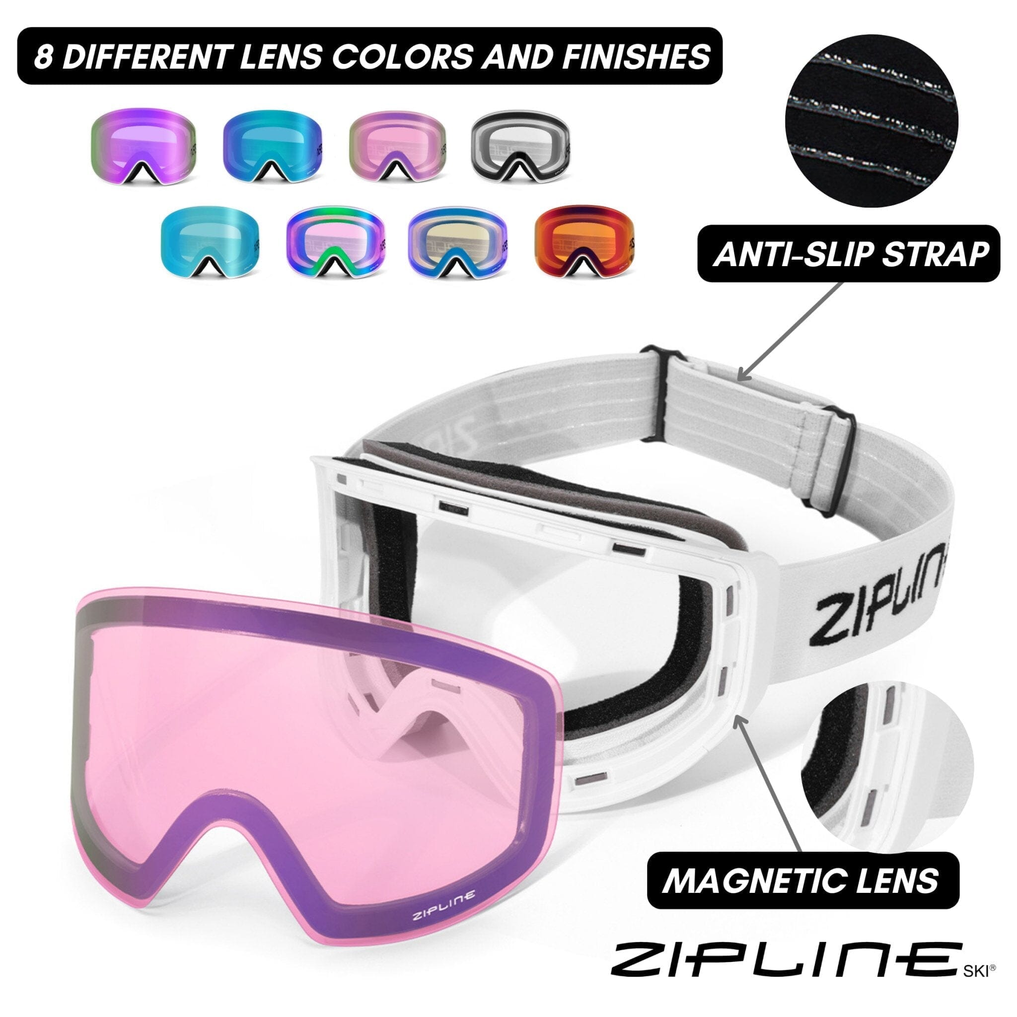 Podium XT Goggles - White Frame - ZiplineSki