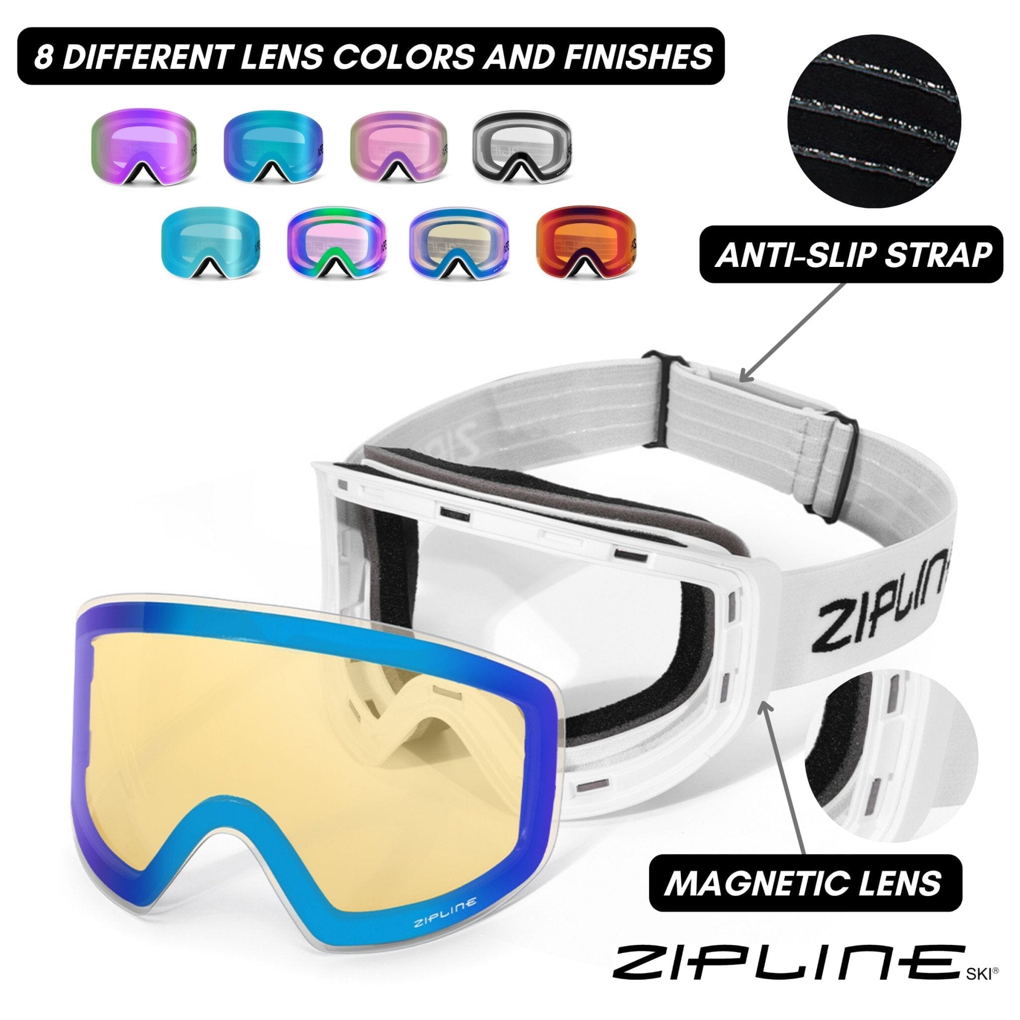 Podium XT Goggles - White Frame - ZiplineSki