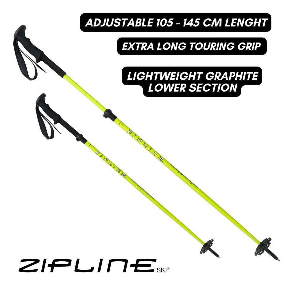 Touring Grip - MRDW Collection - Zipline Blurr EXT - Adjustable Graphite Composite Ski Poles - ZiplineSki